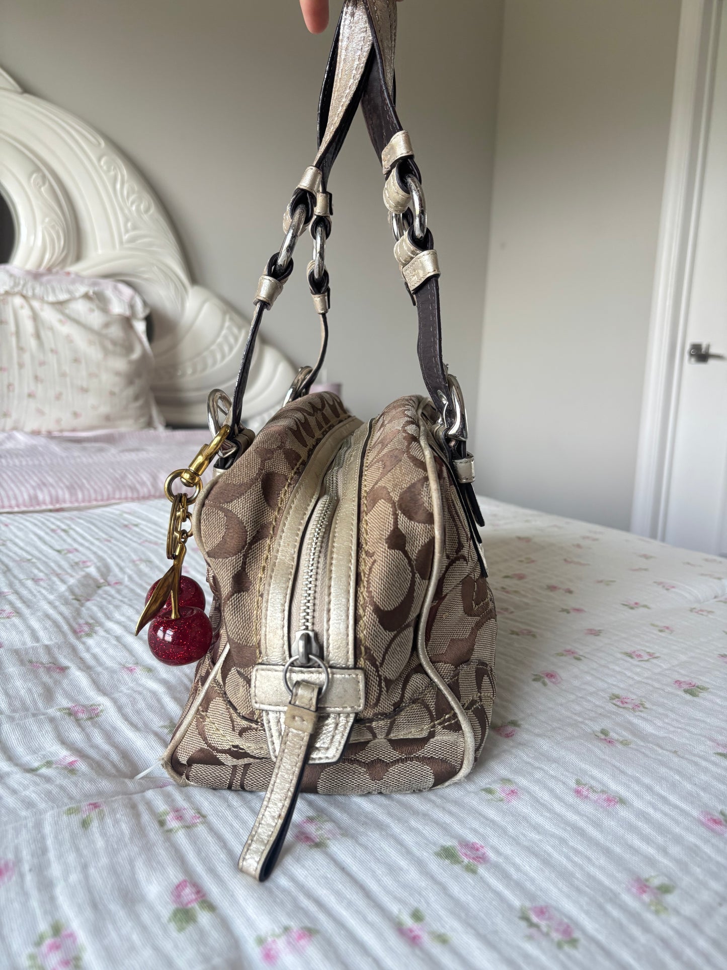 Rare brown mongram coach satchel bag