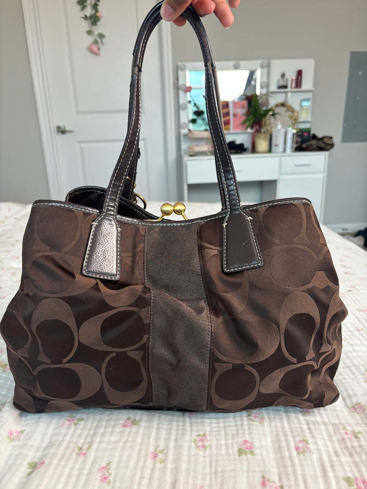 Vintage brown coach tote
