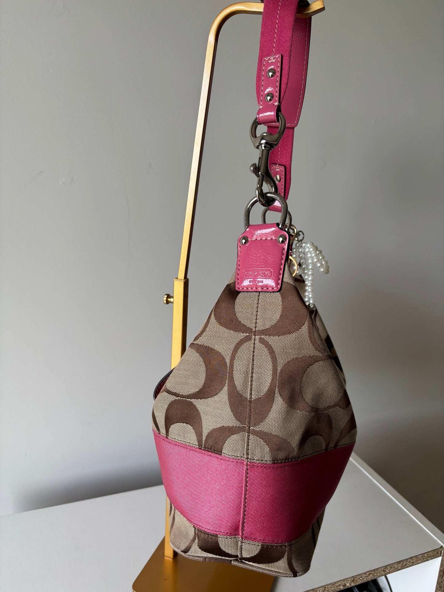 Rare pink mongram coach satchel
