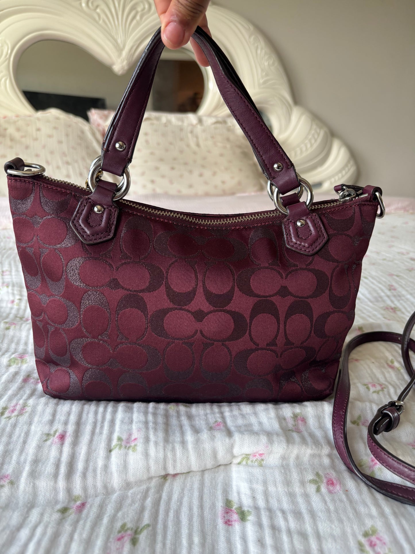 Burgandy small monogram shoulder bag
