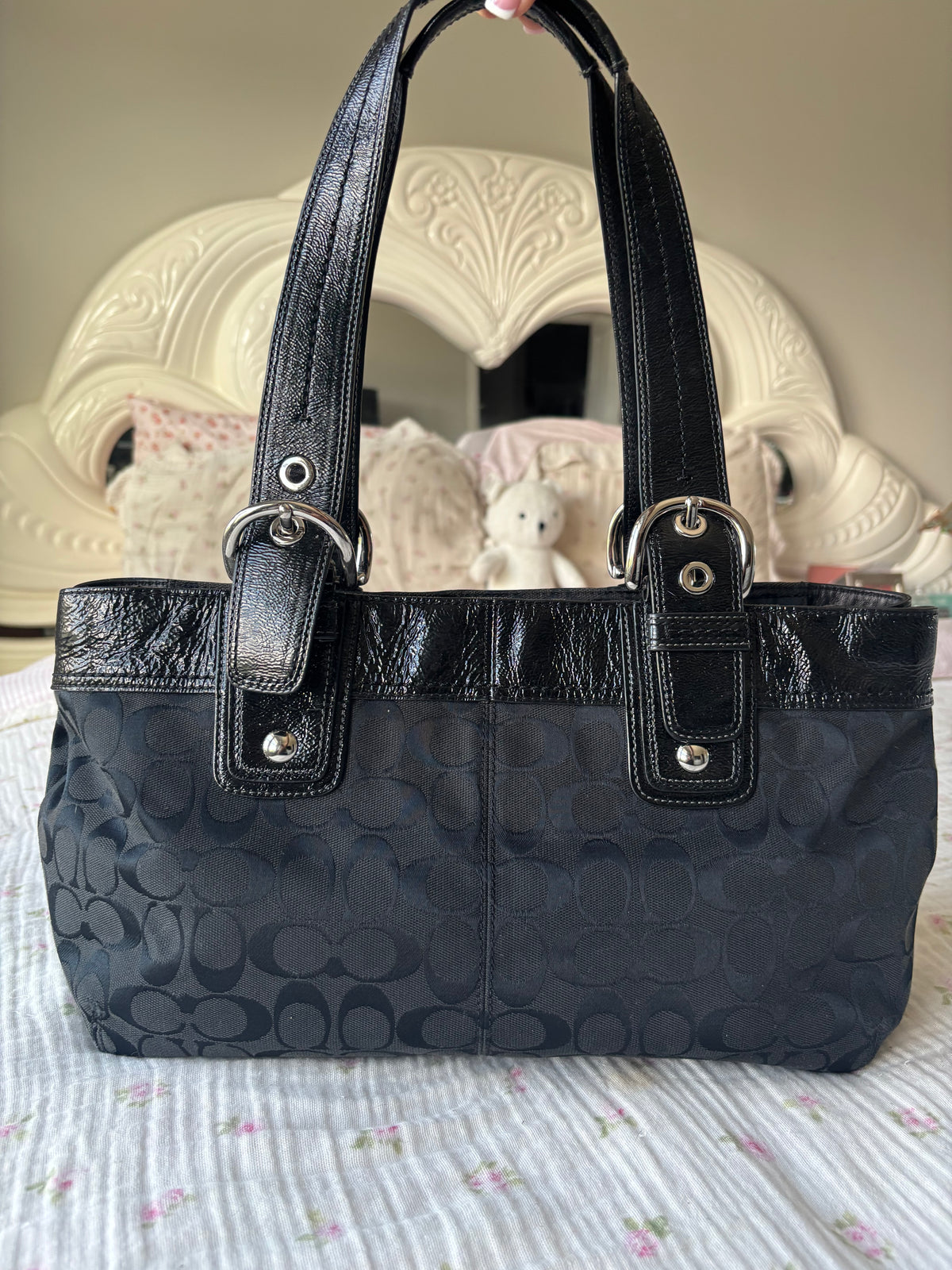 Black mongram coach bag