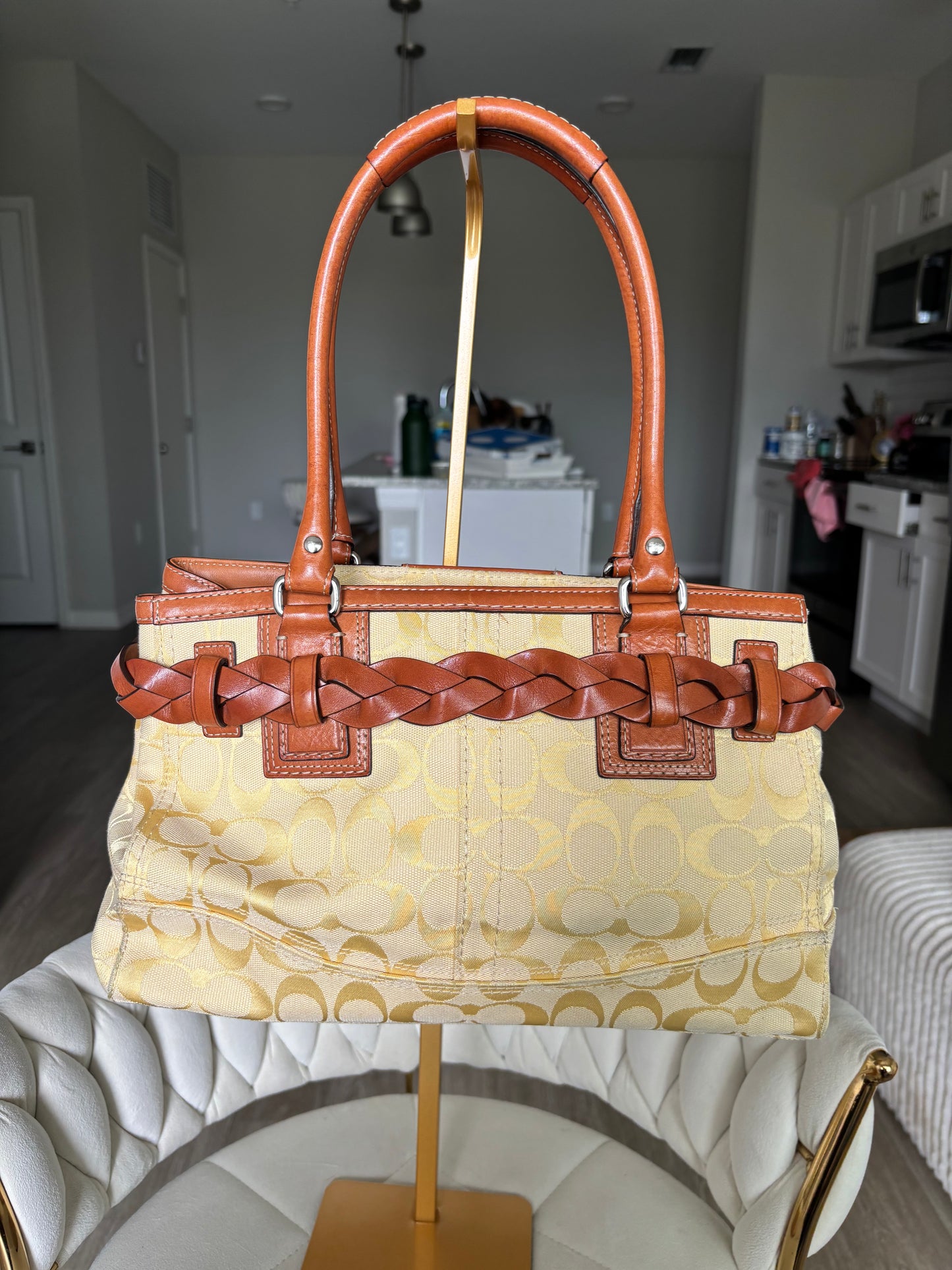 Yellow coach Hampton tote bag