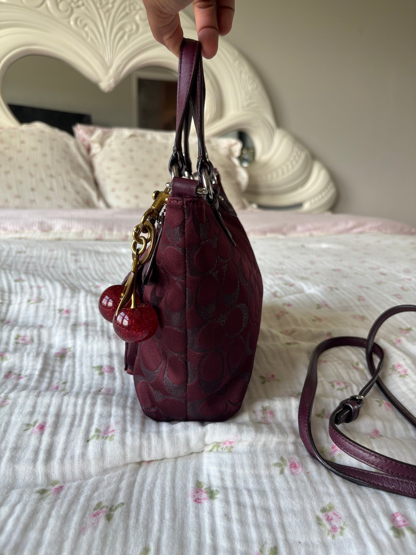 Burgandy small monogram shoulder bag