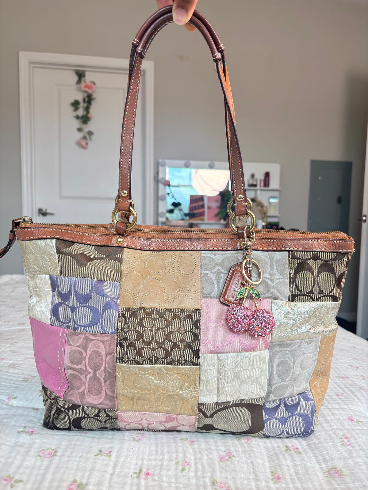 Patchwork coach tote bag