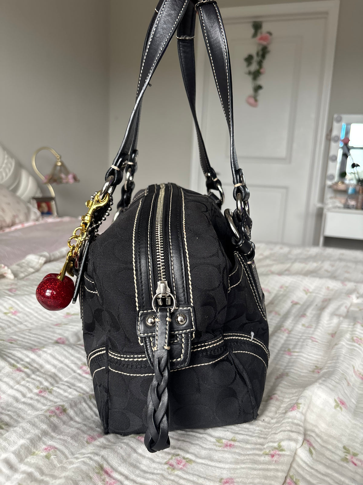 Black mongram coach satchel