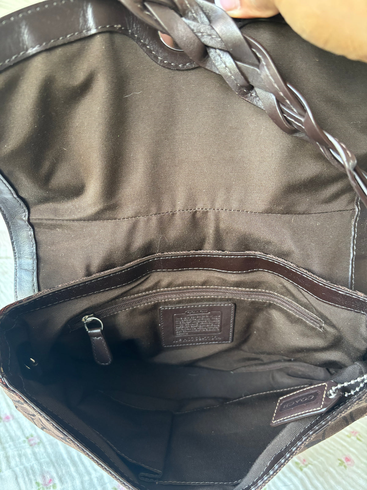 Brown mongram vintage coach flap bag