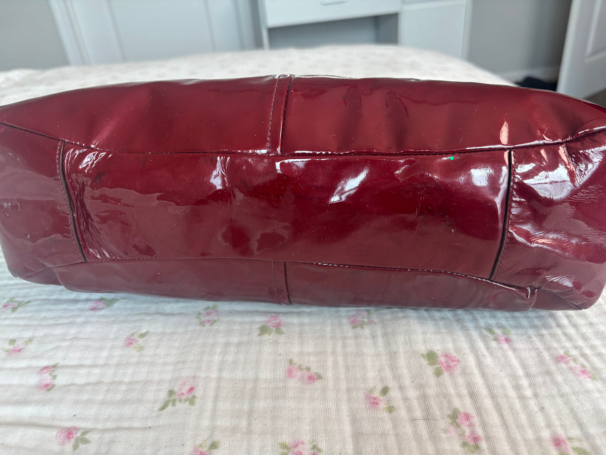 Cherry red patent leather coach satchel