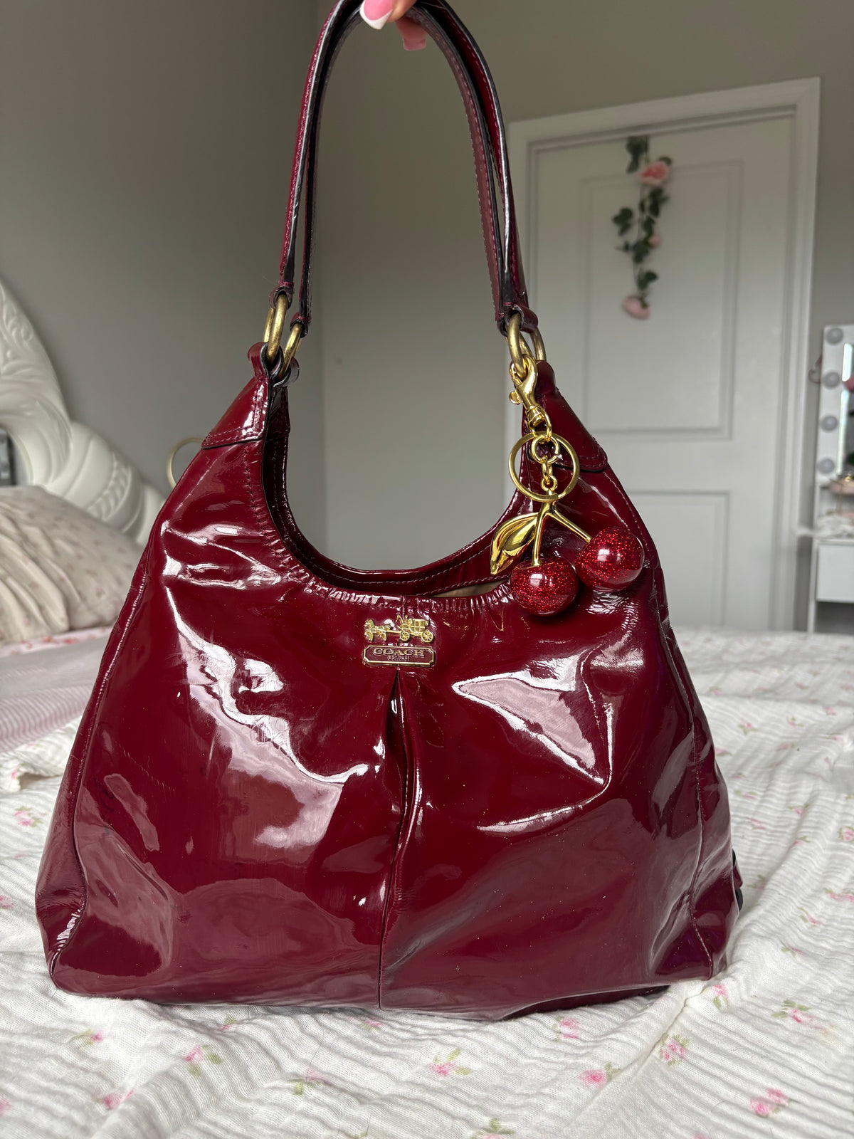 Cherry red patent leather Maggie