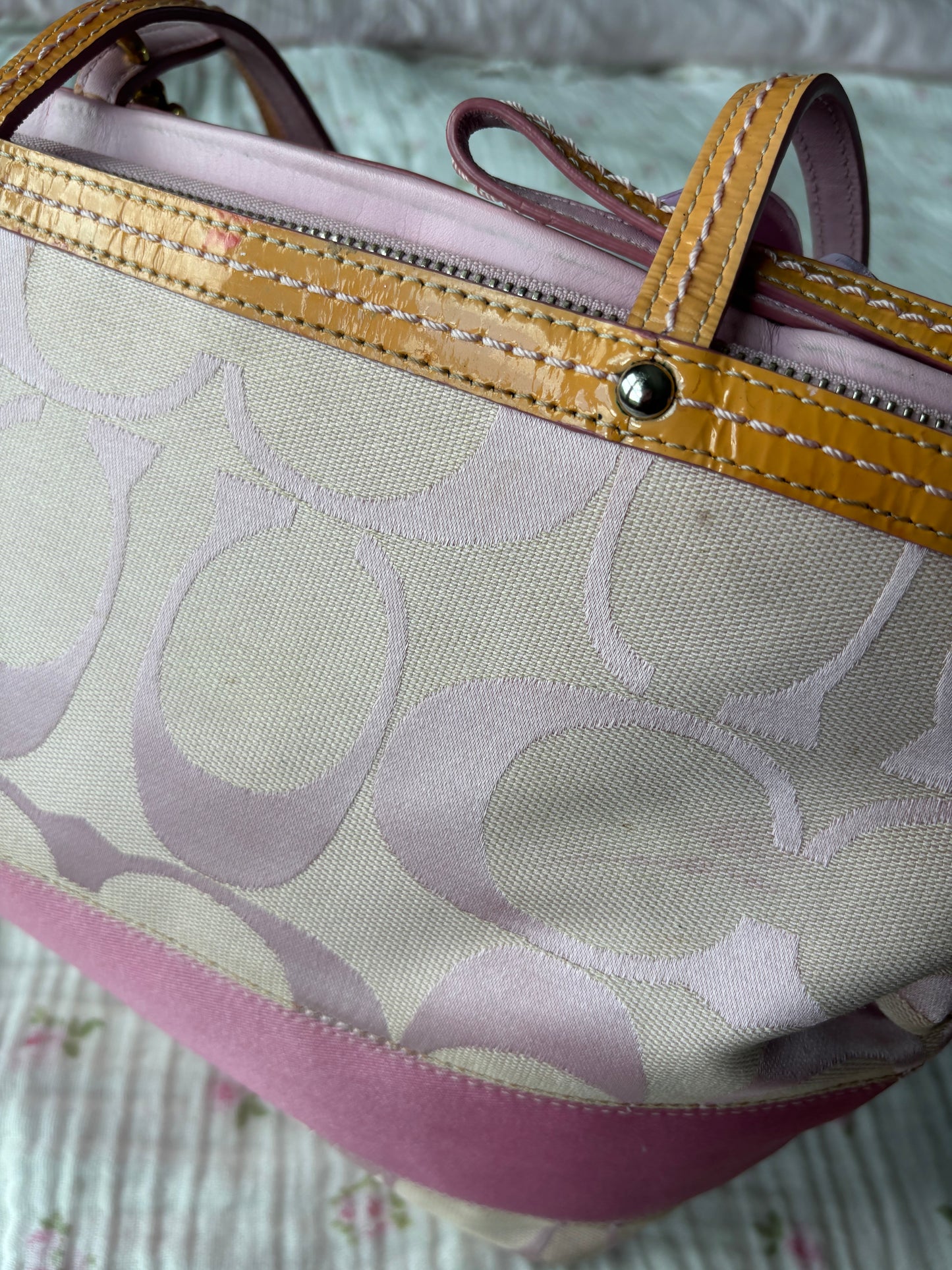 Baby pink coach tote