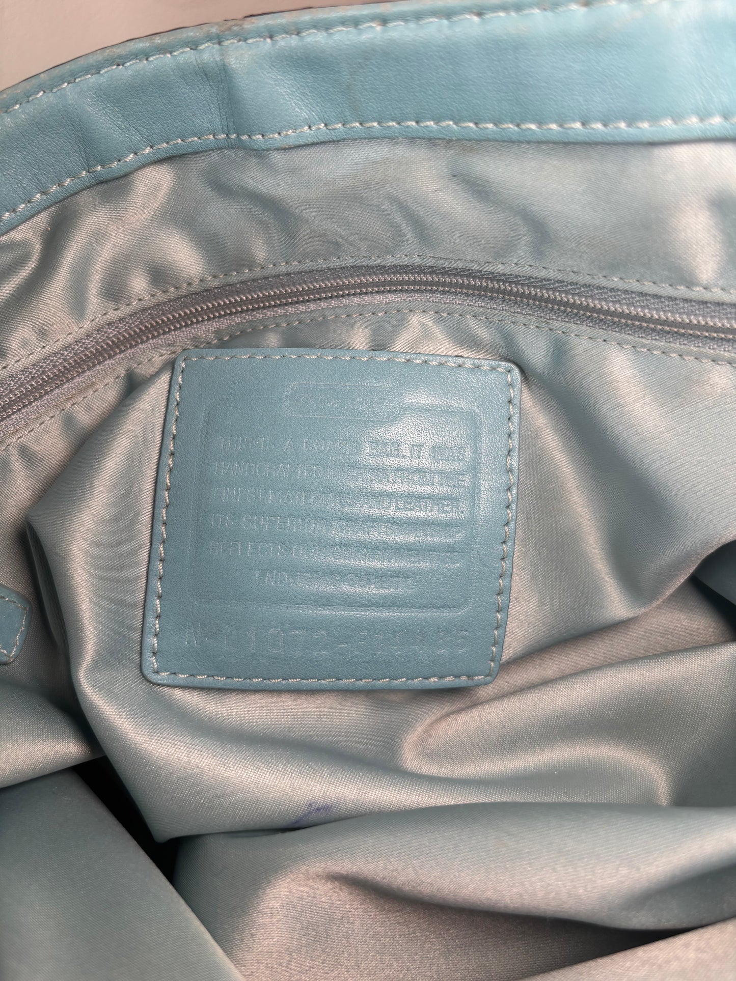 Blue optic coach tote bag