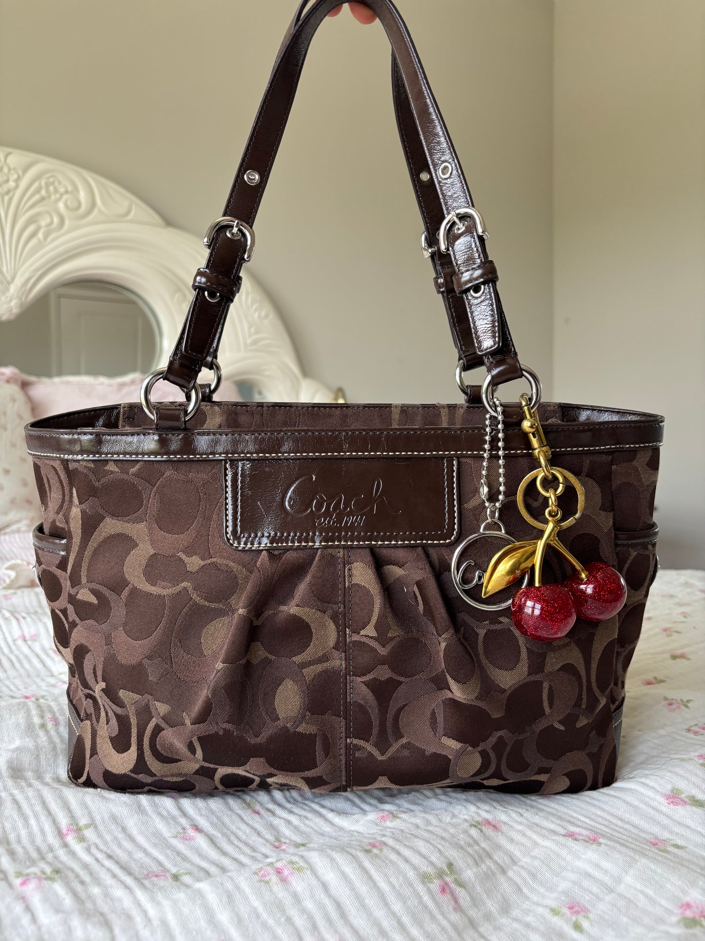 Rare brown optic coach tote bag