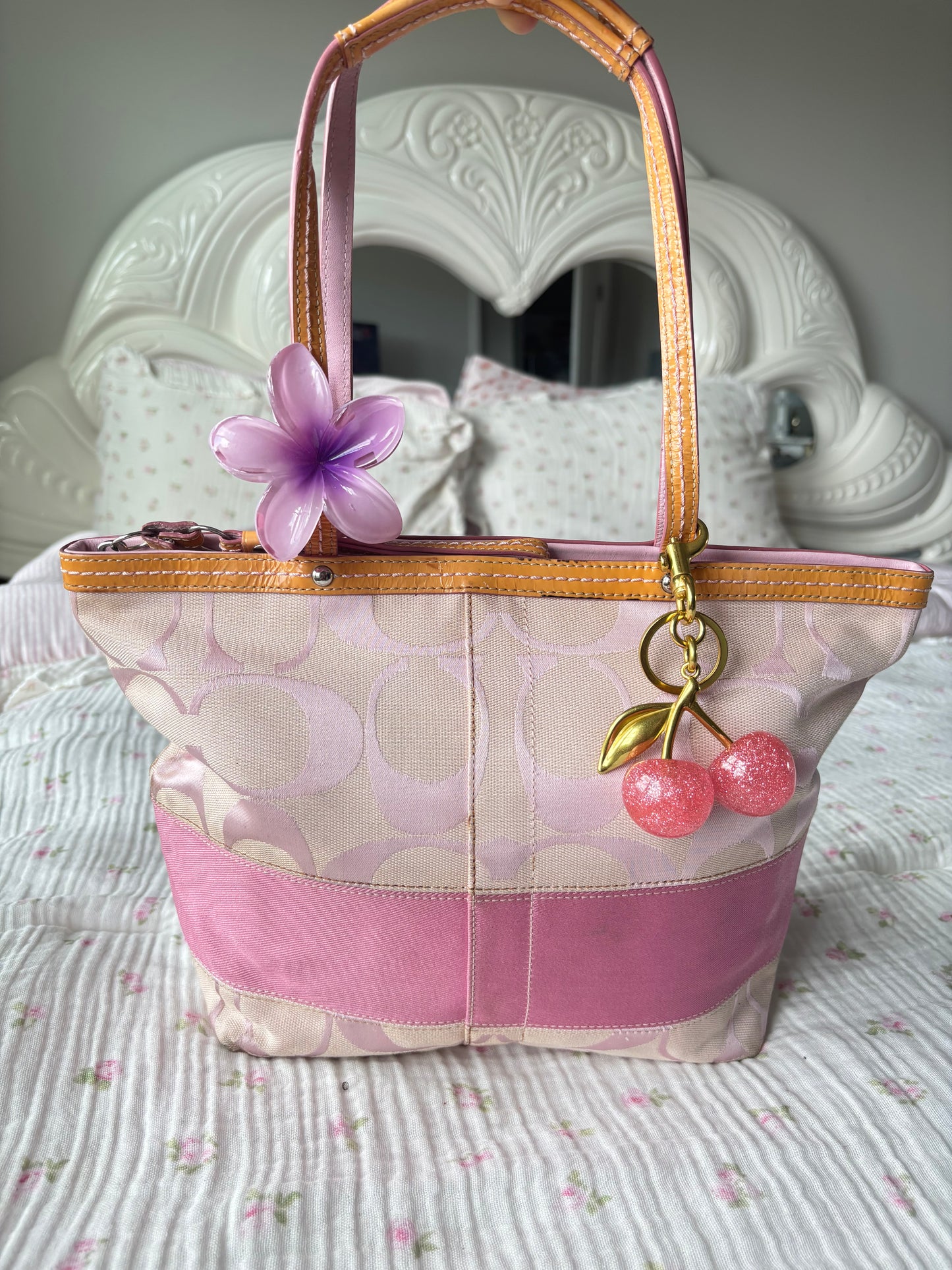 Baby pink coach tote