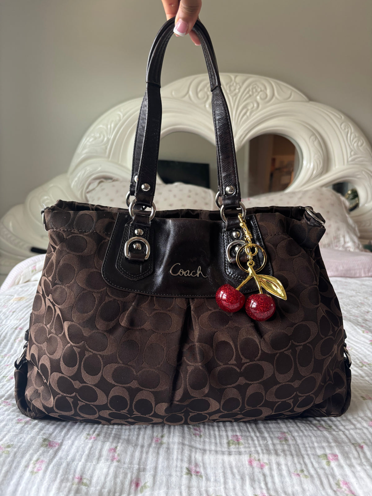 Vintage Brown coach tote bagcharms