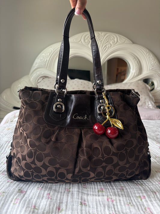 Vintage Brown coach tote bagcharms