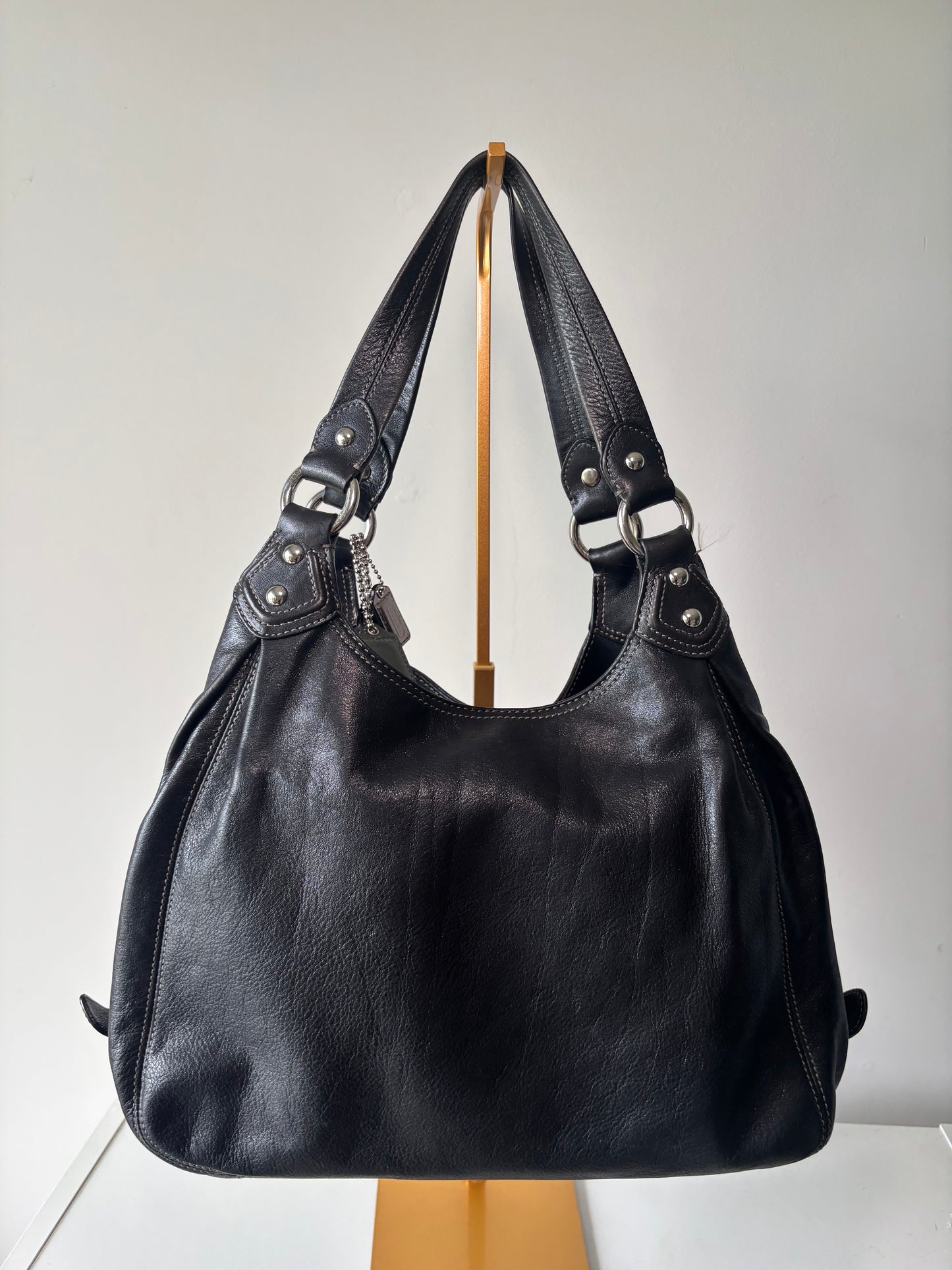 Black leather coach Maggie shoulder bag