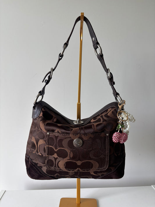 Brown optic coach shoulder bag