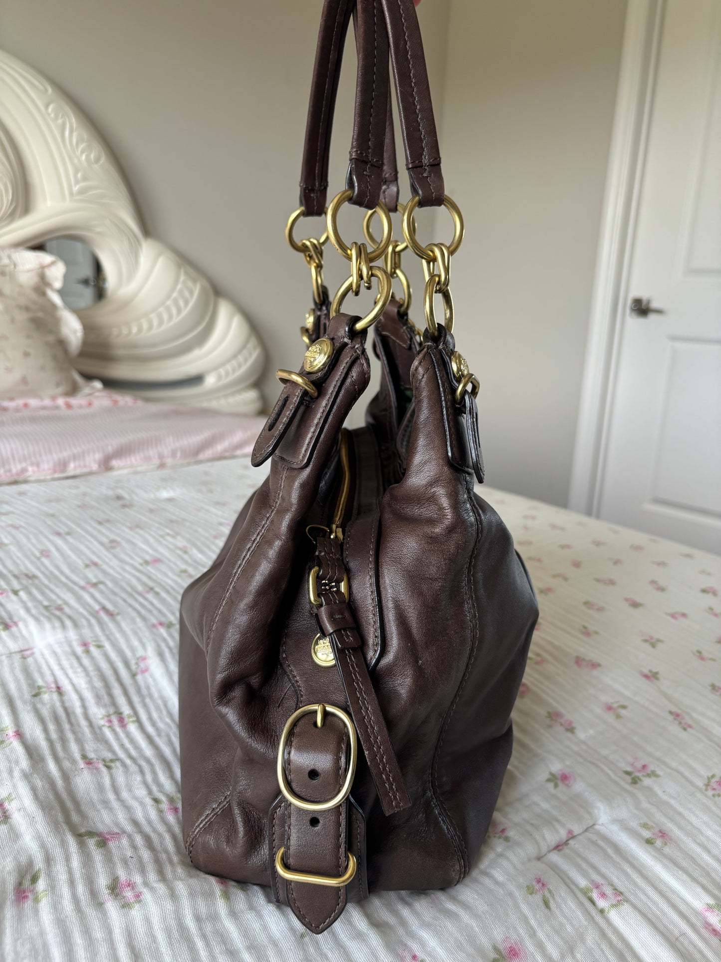 Chocolate brown rare coach Maggie shoulder bag