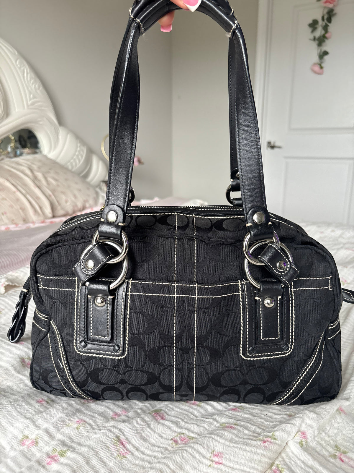 Black mongram coach satchel