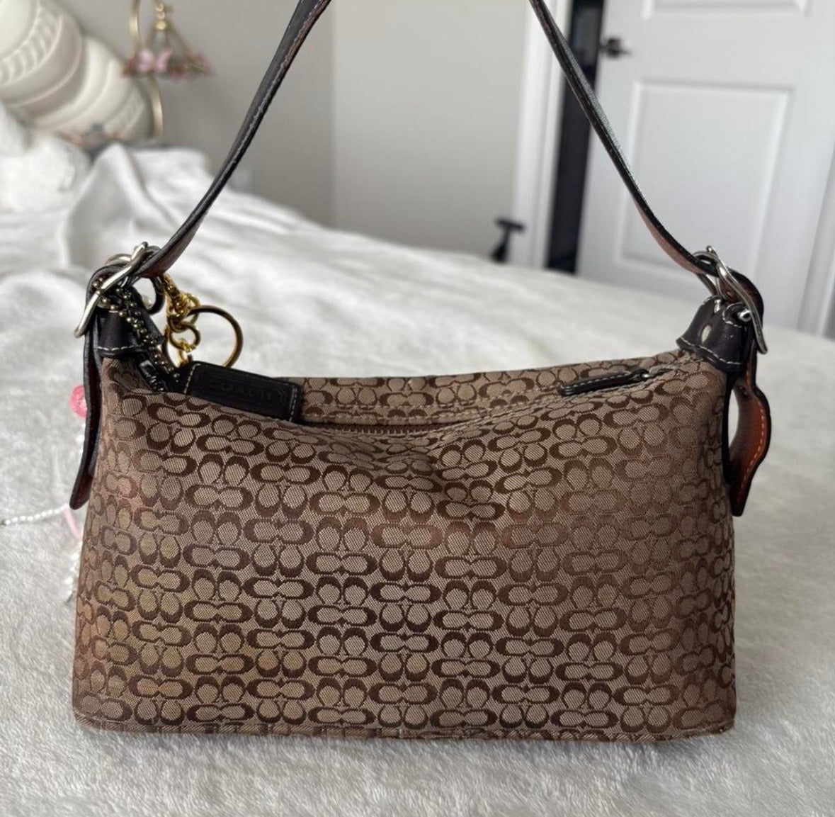 Brown mongram small shoulder bag