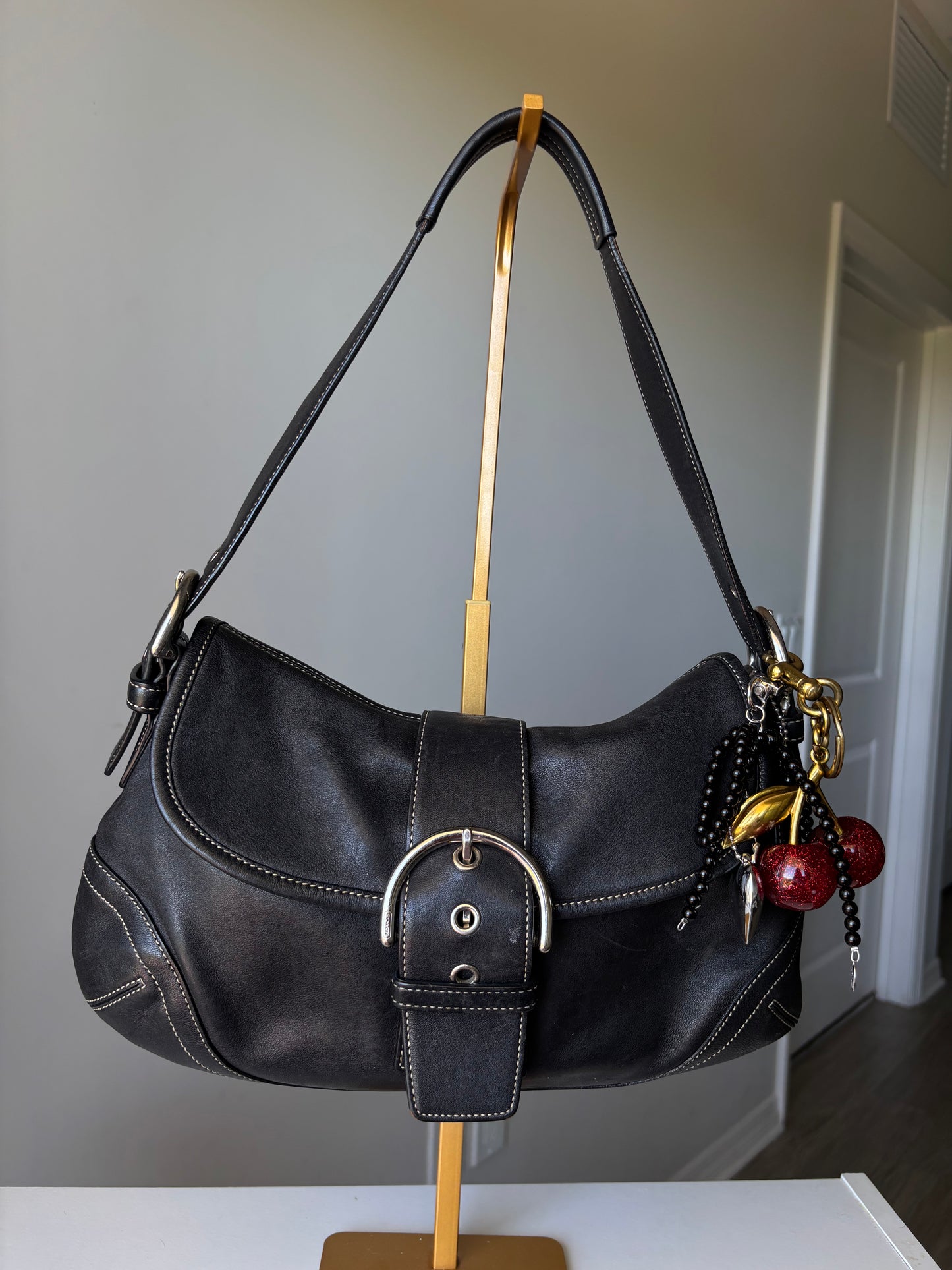 Black leather vintage coach soho