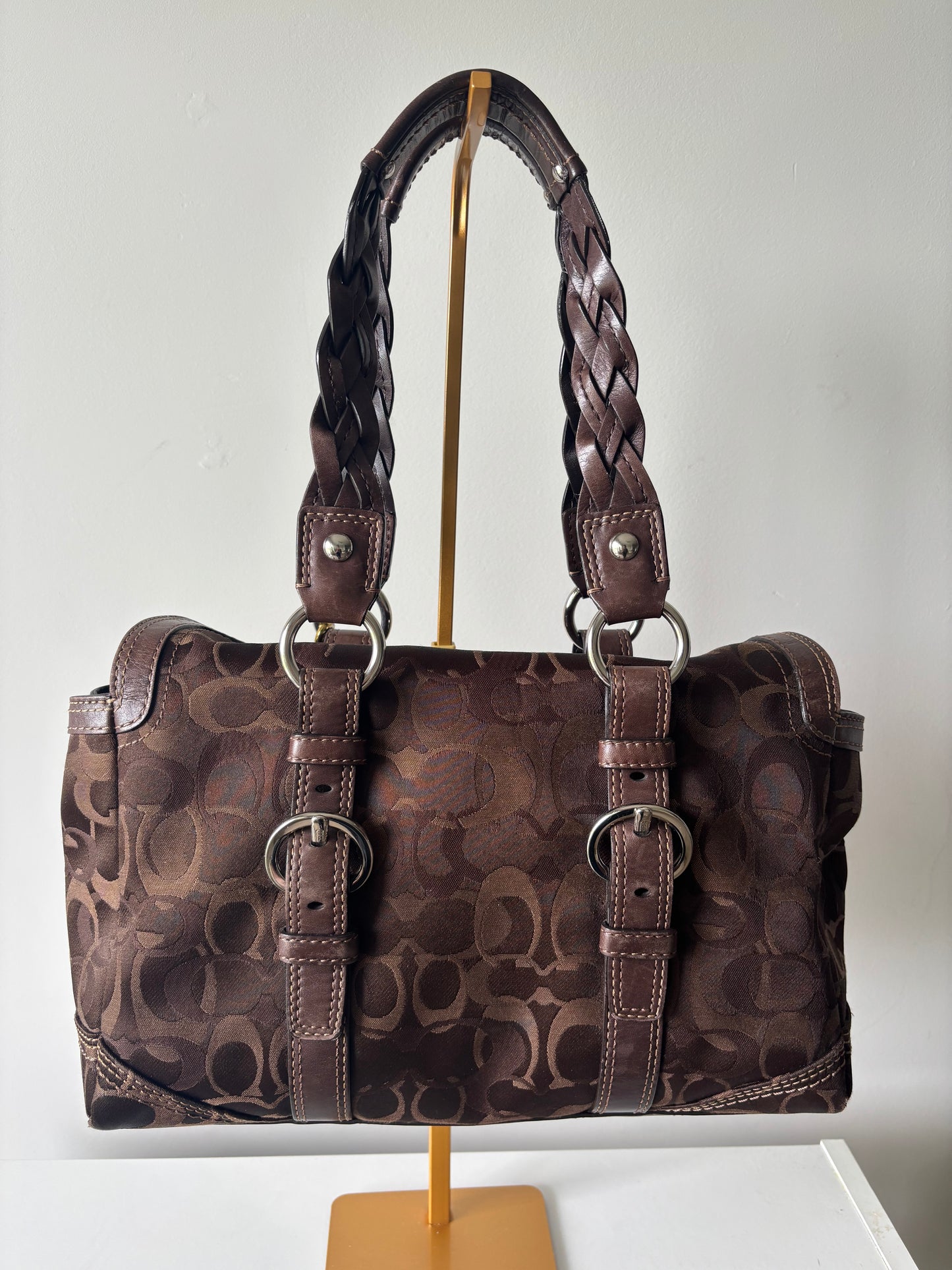brown optic coach satchel bag