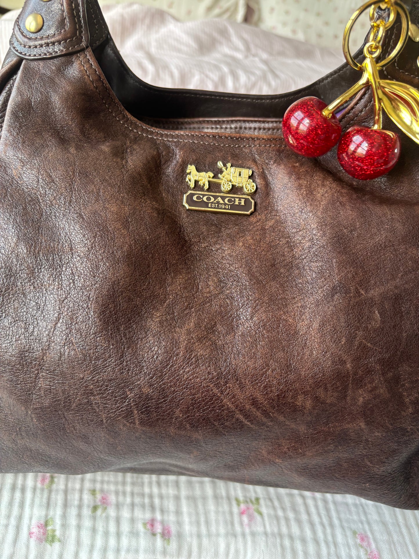 Rare Brown leather coach Maggie