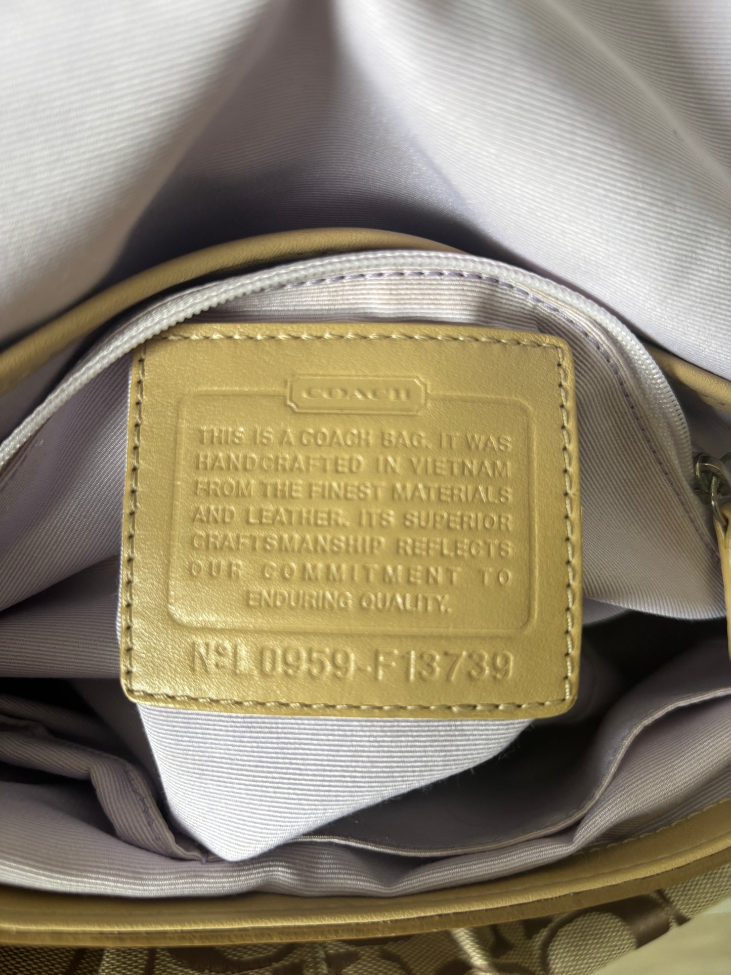 Brown mongram coach flap shoulder bag