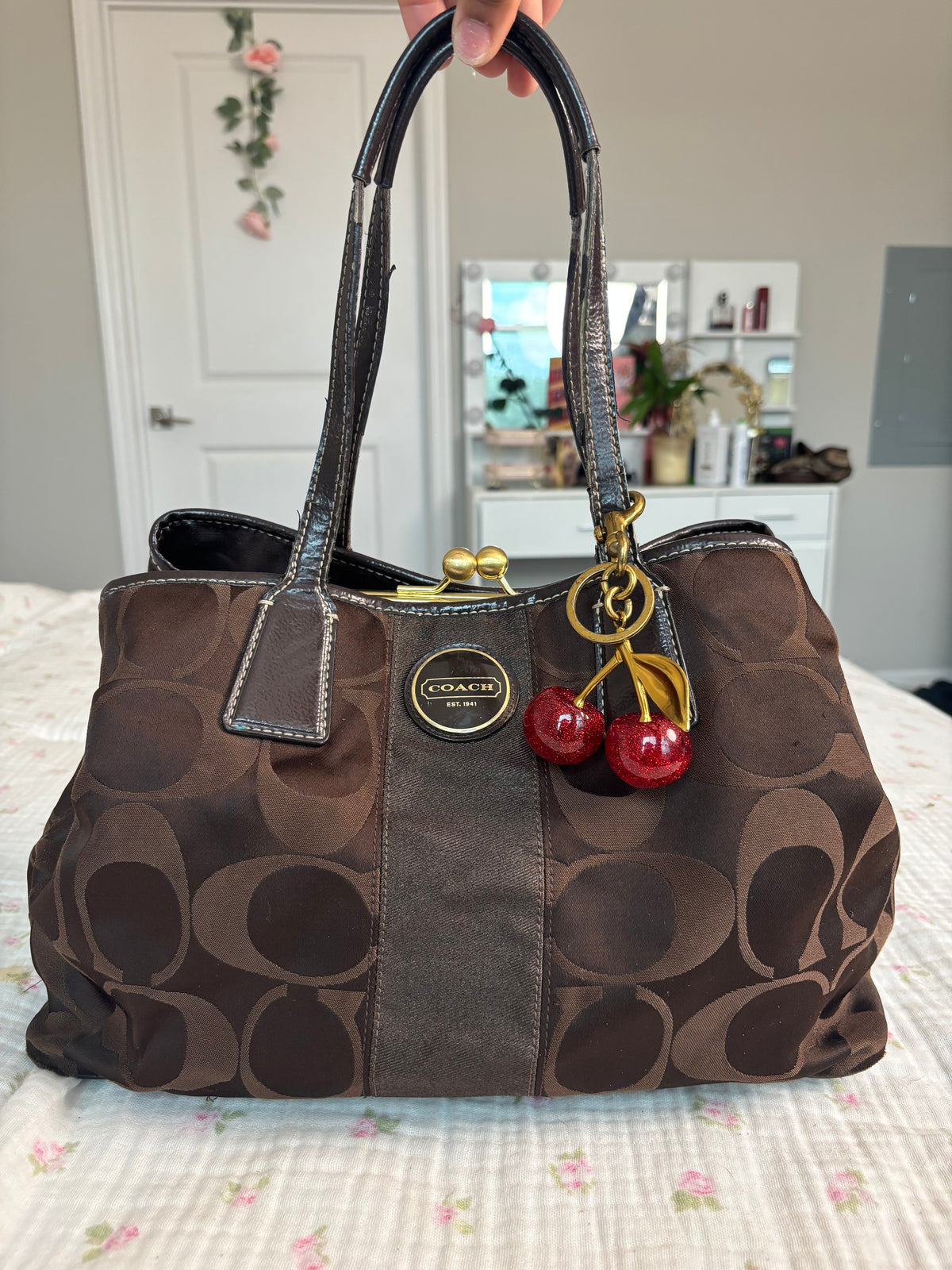Vintage brown coach tote