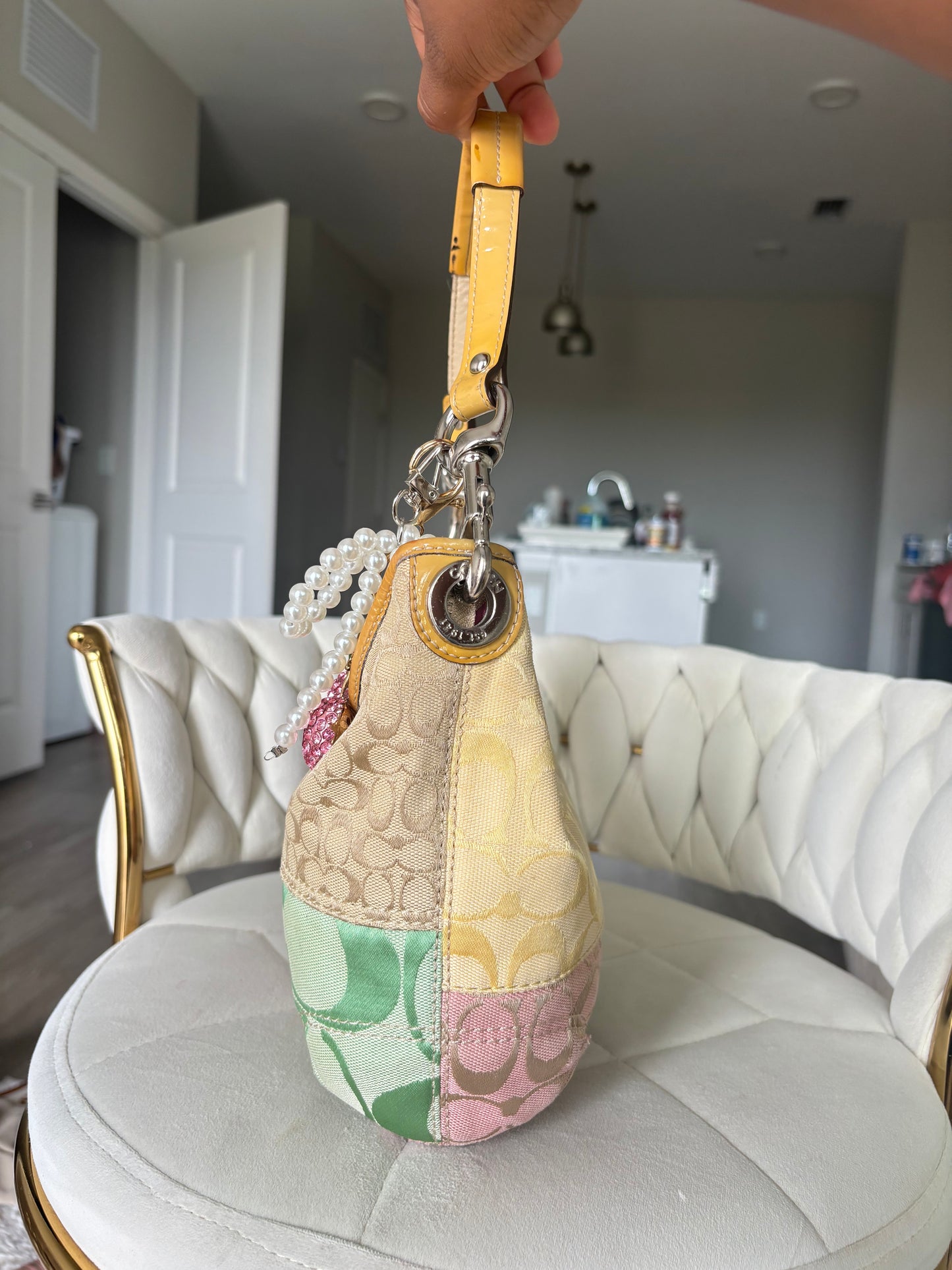 Rare colorful patchwork vintage coach hobo shoulder bag