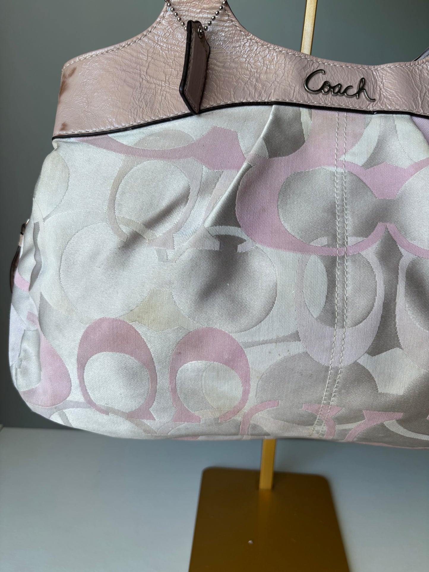 Pink optic coach tote bag