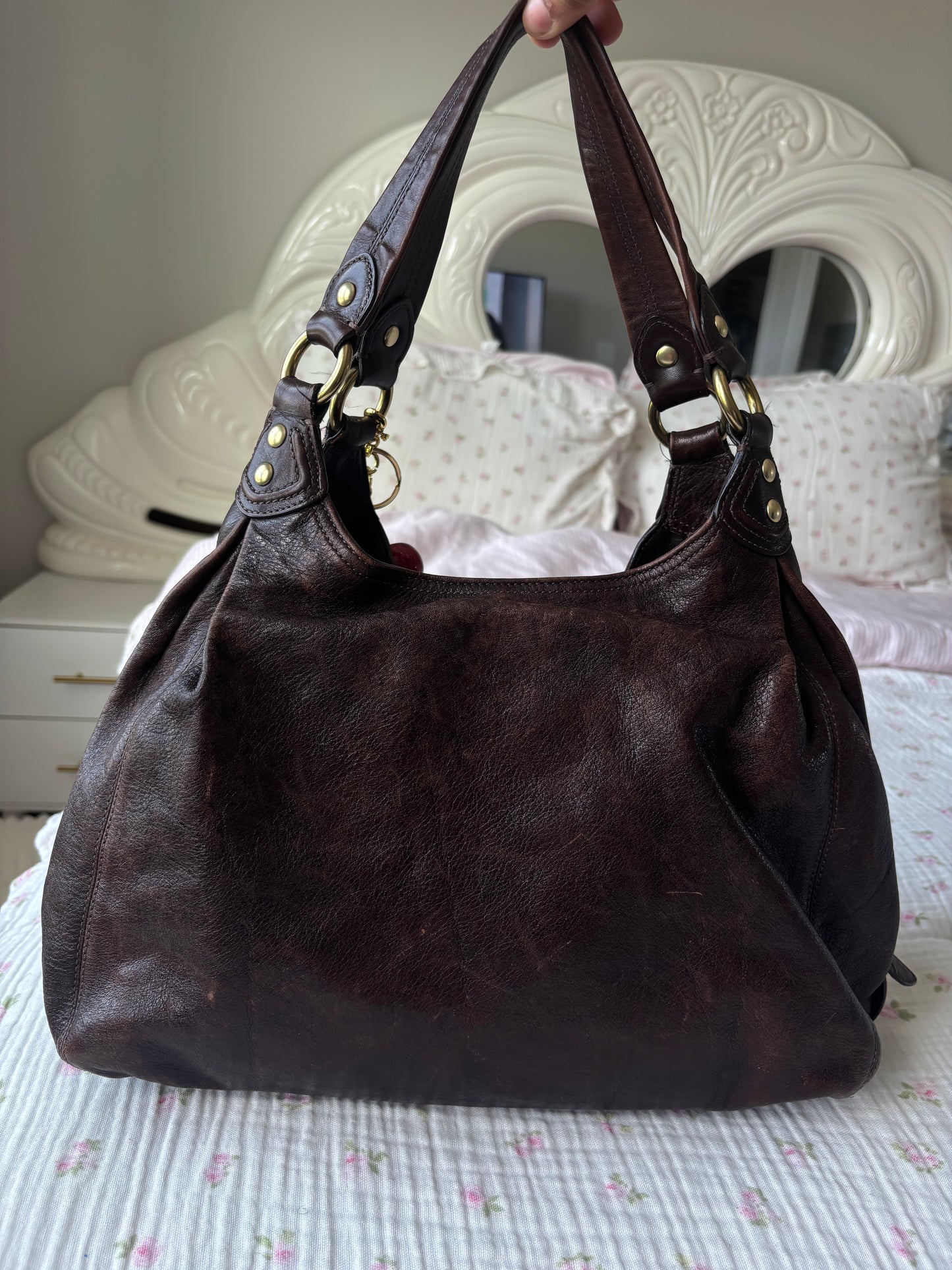 Rare Brown leather coach Maggie