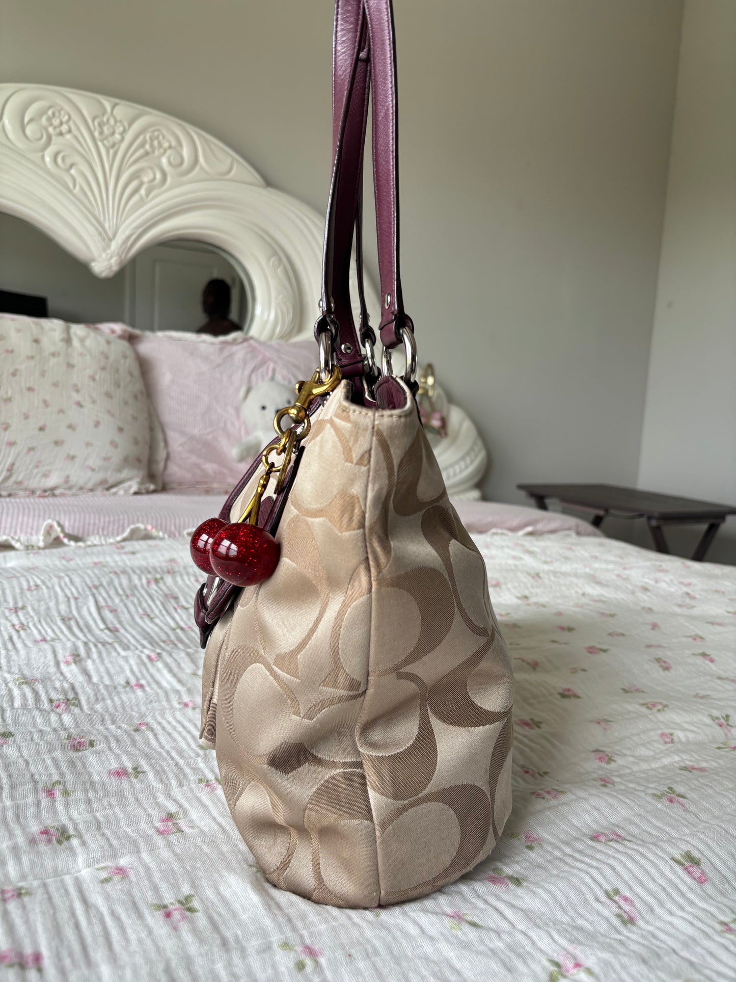 Vintage beige coach tote bag