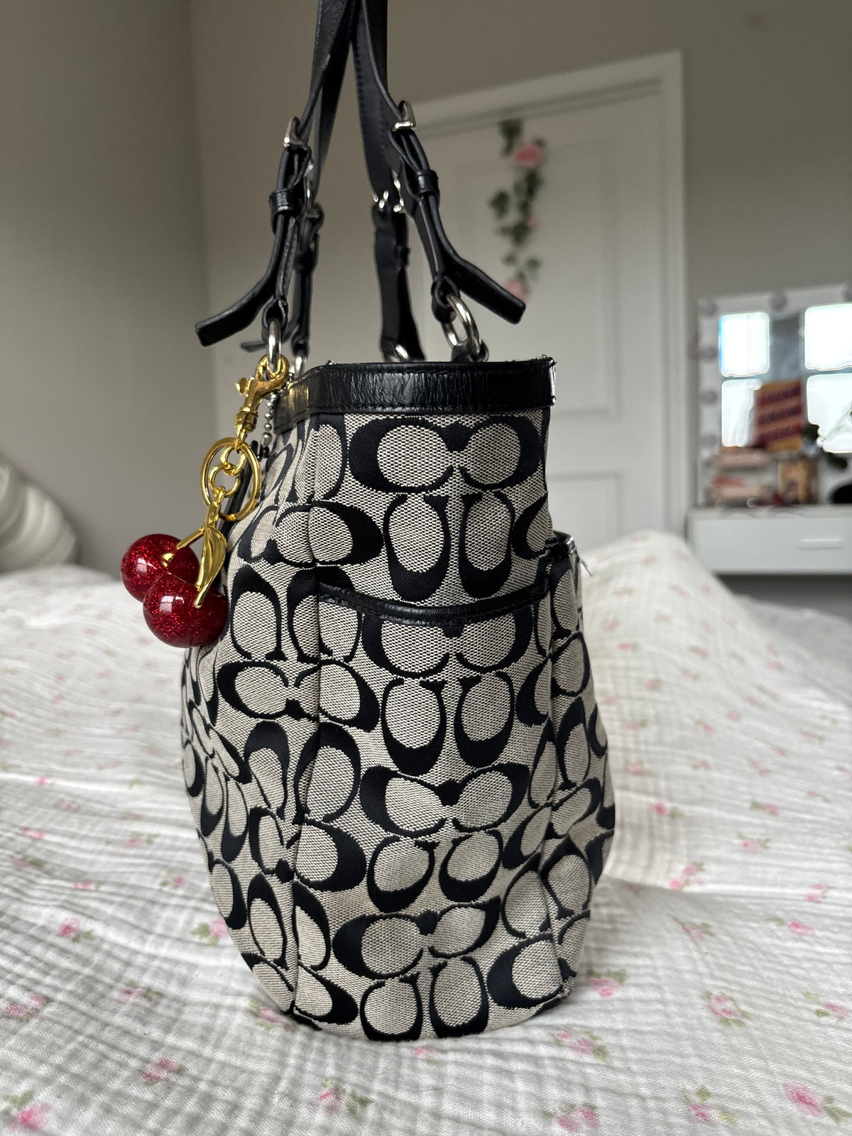 Black and grey coach tote bag