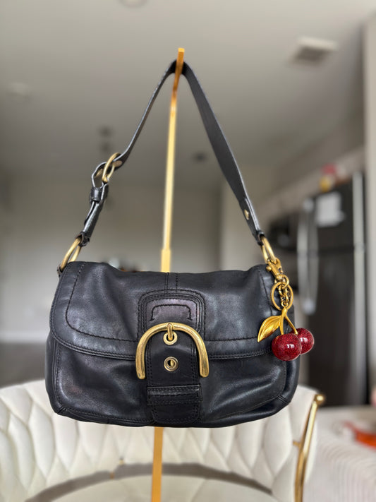 Black leather coach soho shoulder bag