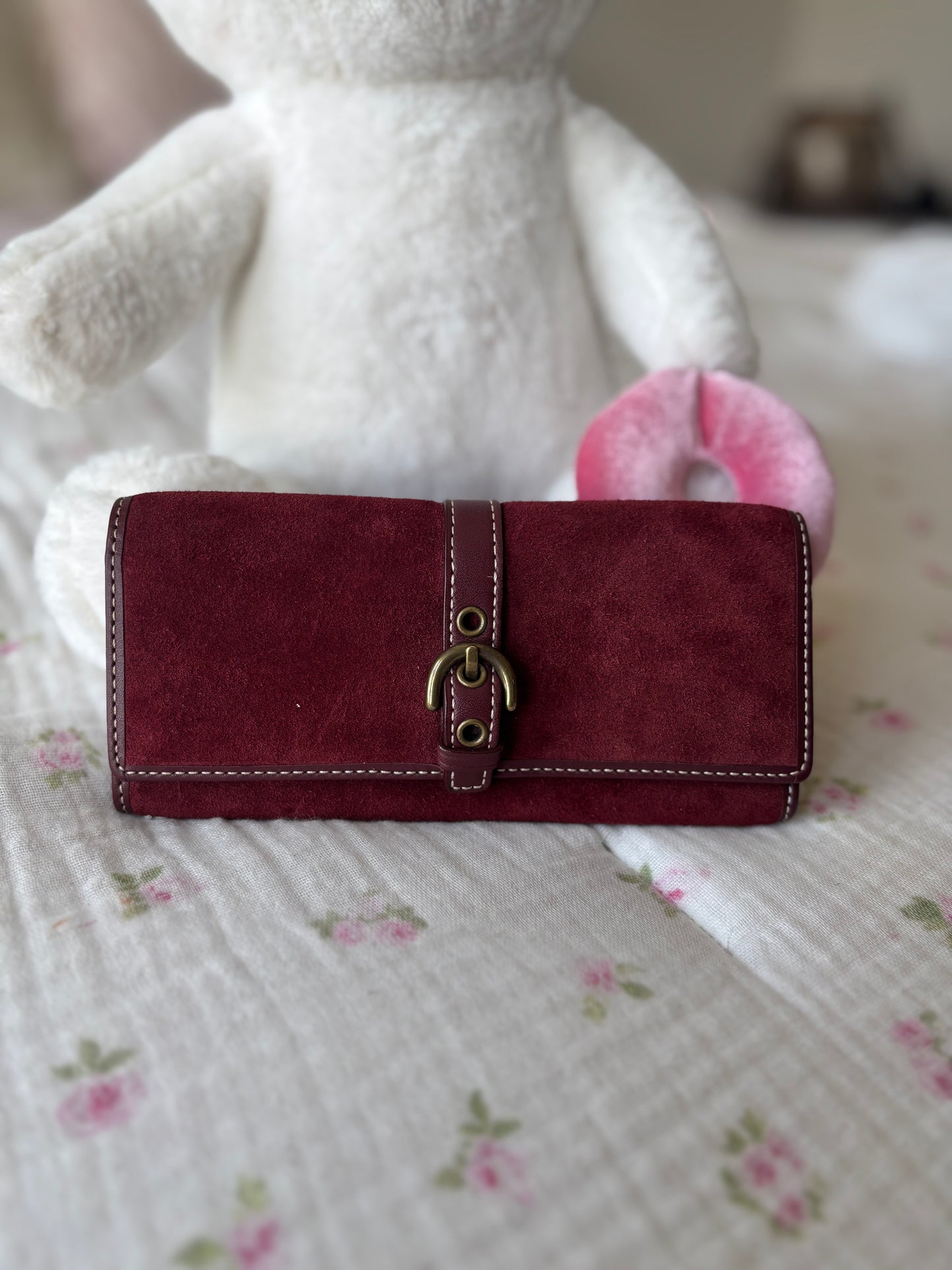 Suede burgandy coach wallet