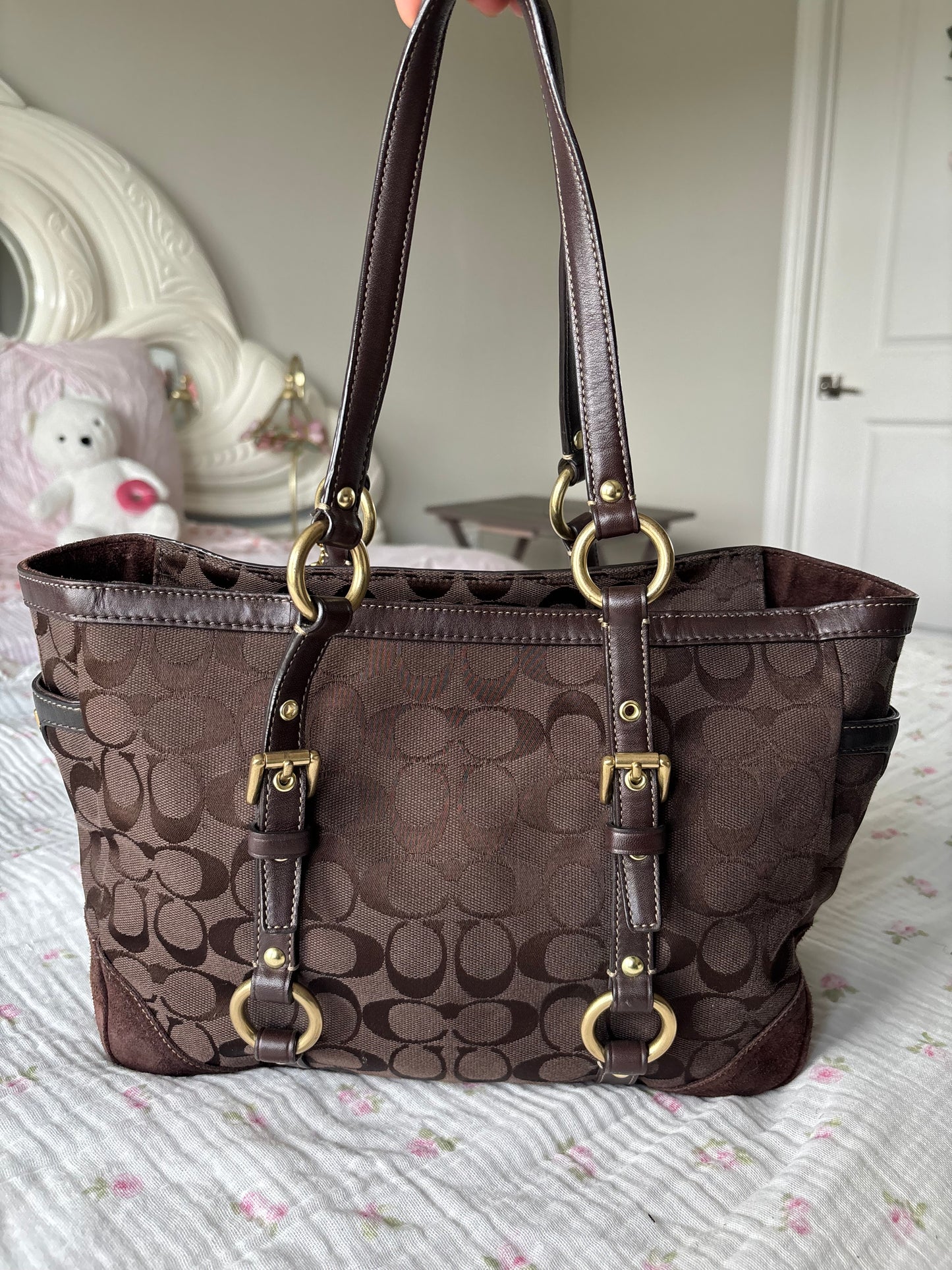Brown vintage coach tote bag