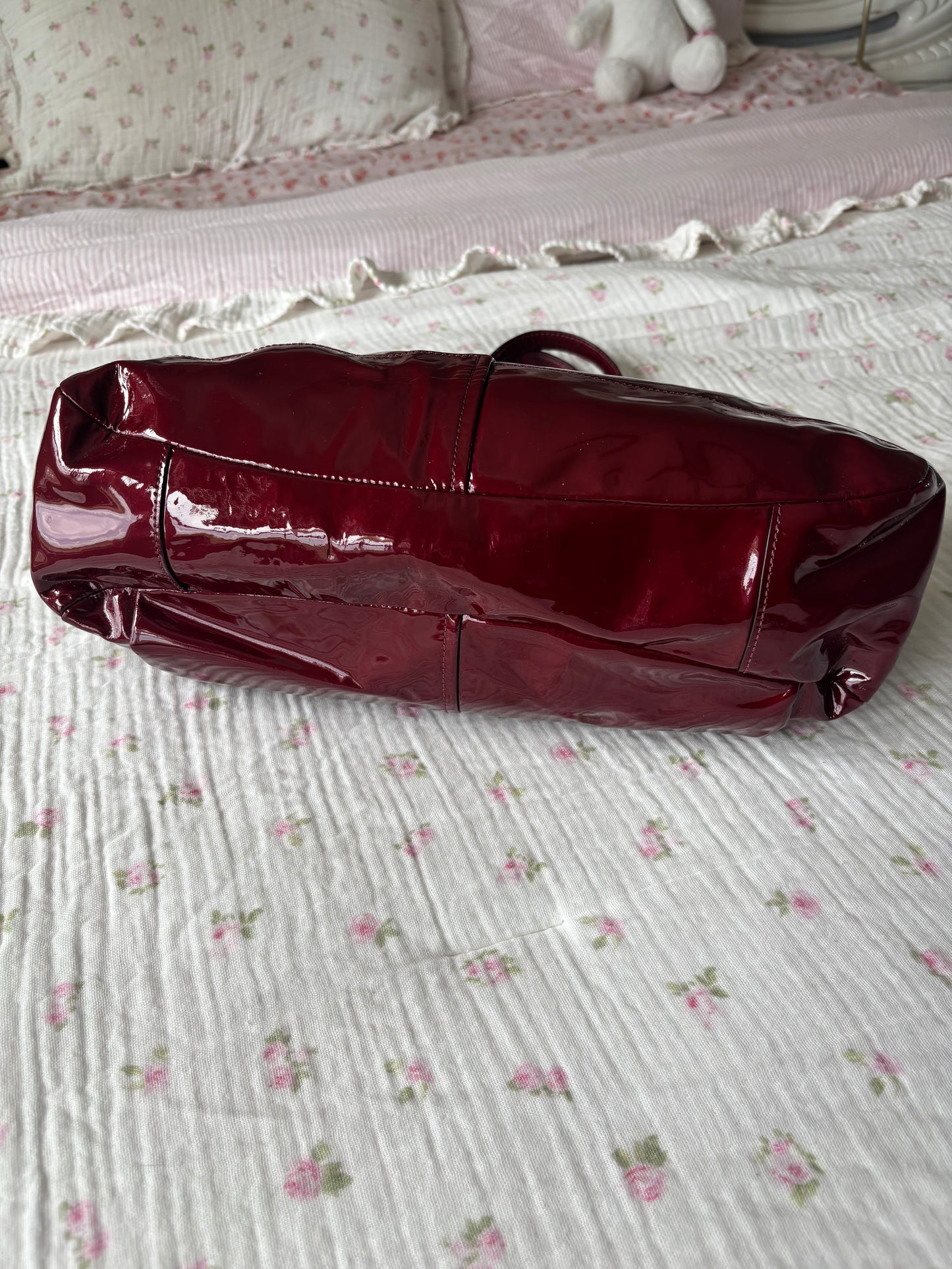 Rare cherry red coach patent leather satchel