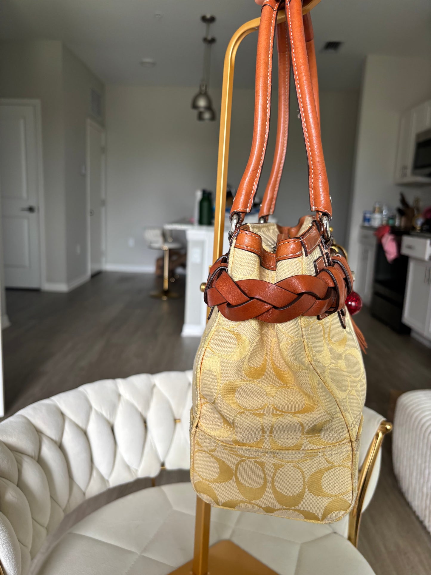 Yellow coach Hampton tote bag