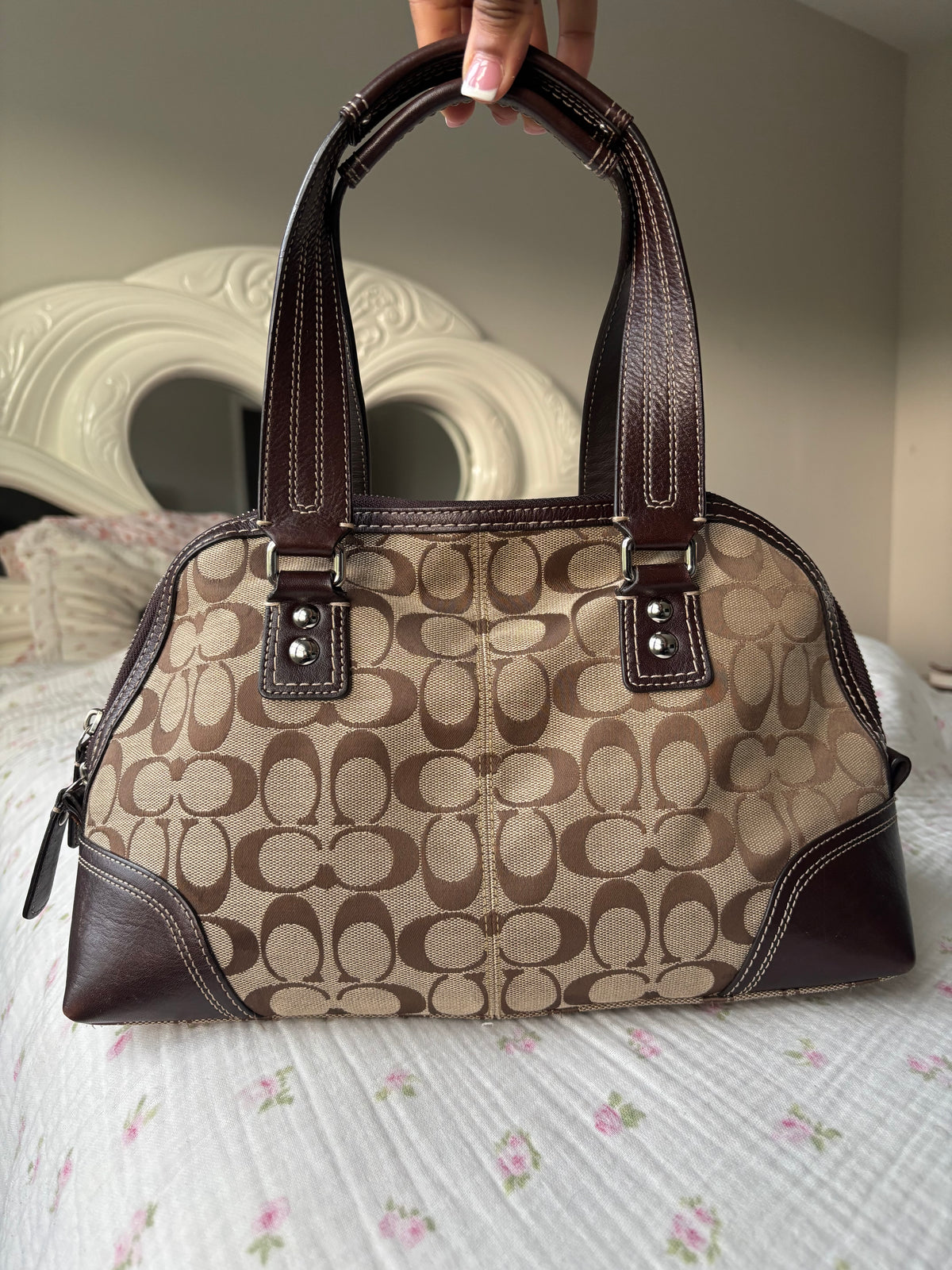 Brown mongram coach Hampton bag