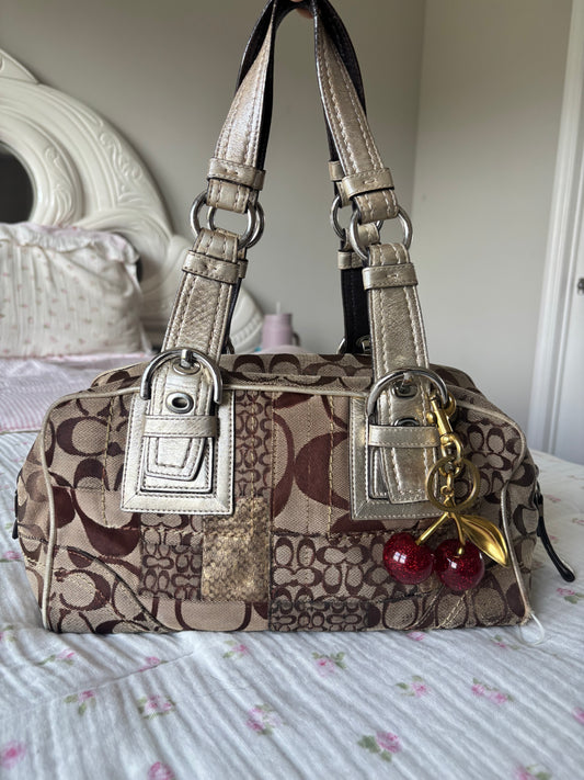 Rare brown mongram coach satchel bag