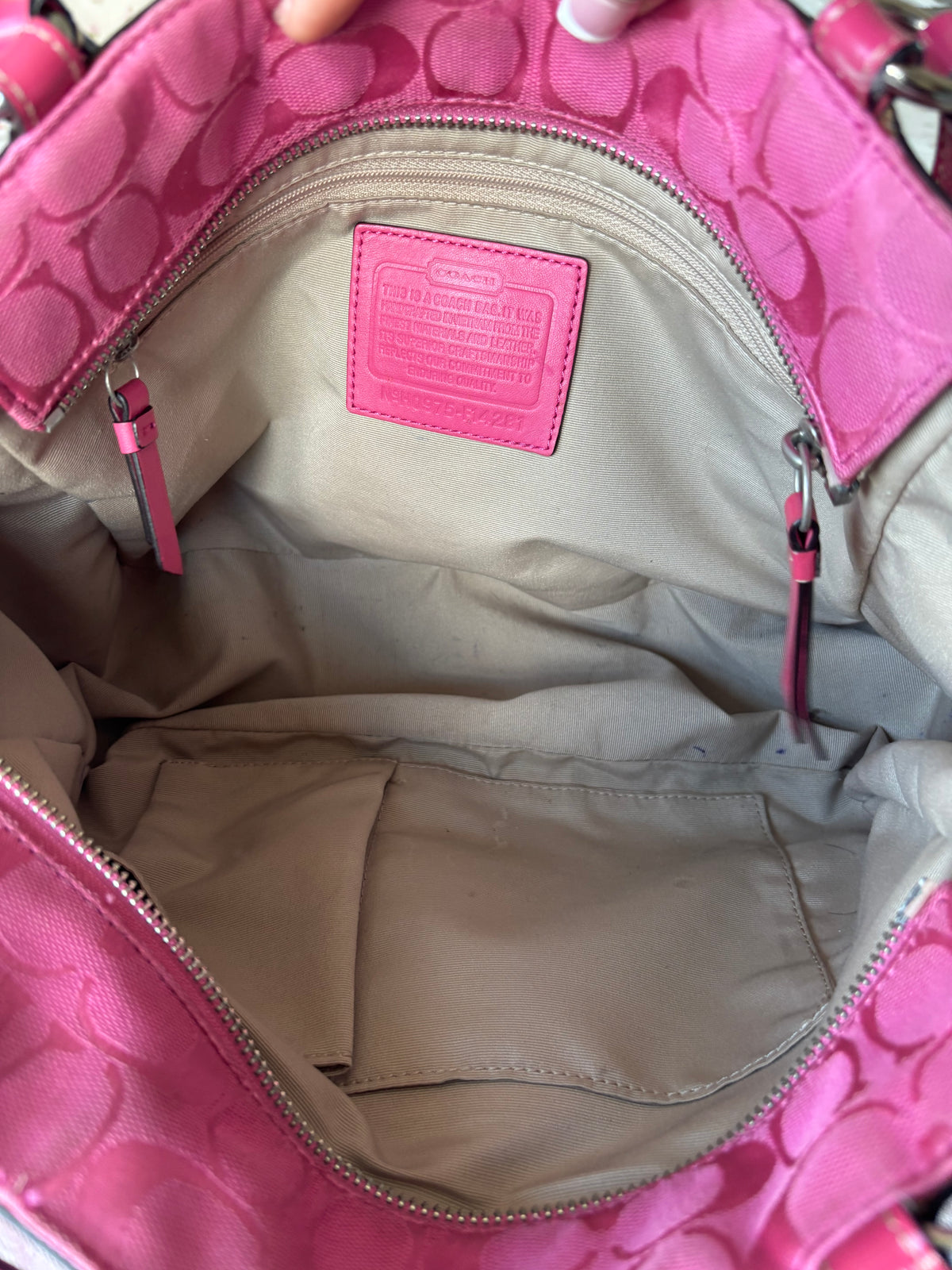 Vintage hot pink coach tote bag