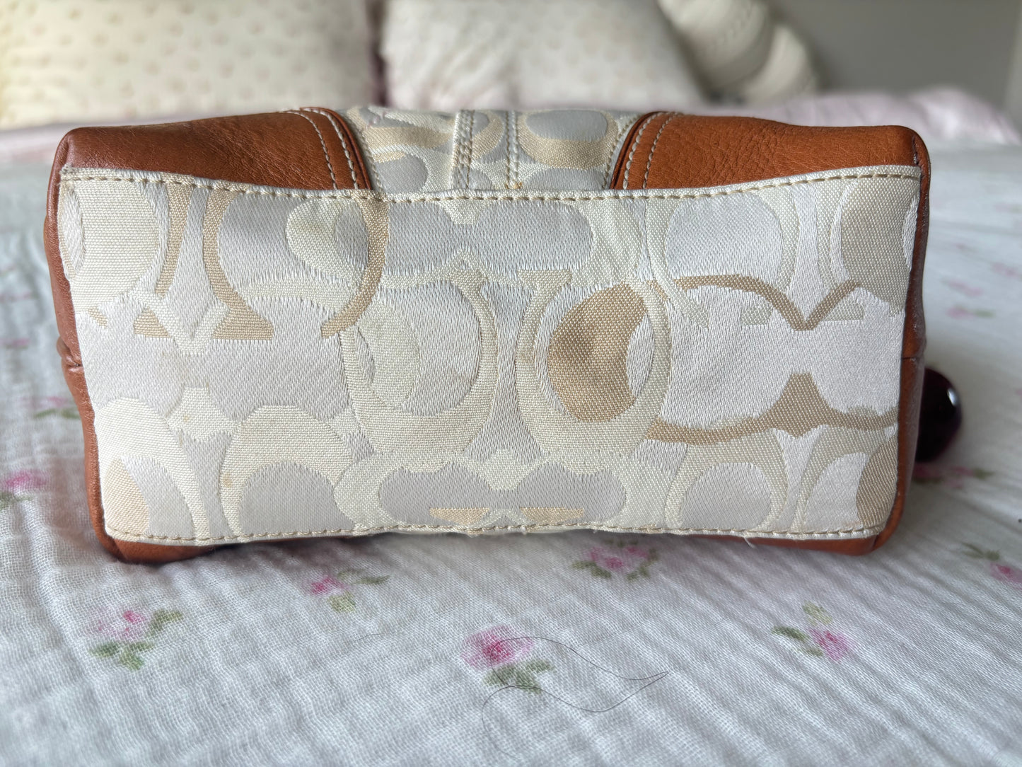 RARE Cream dragon fly coach baggutte bag