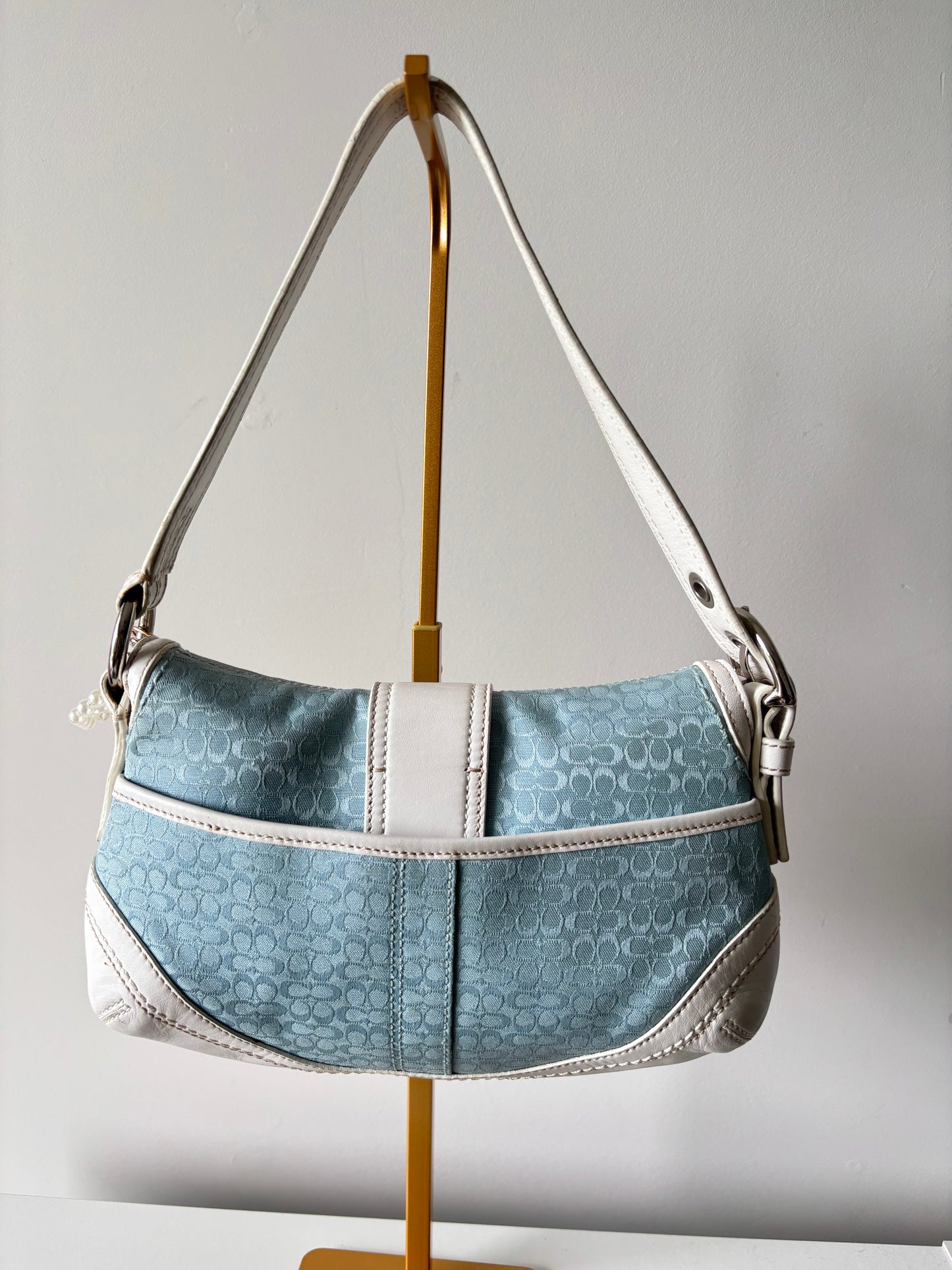 rare blue coach mongram mini soho