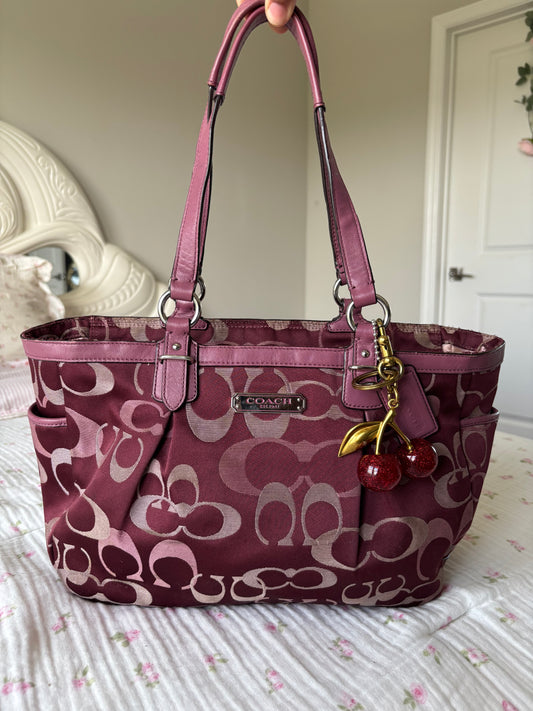 Burgandy mongram tote bag