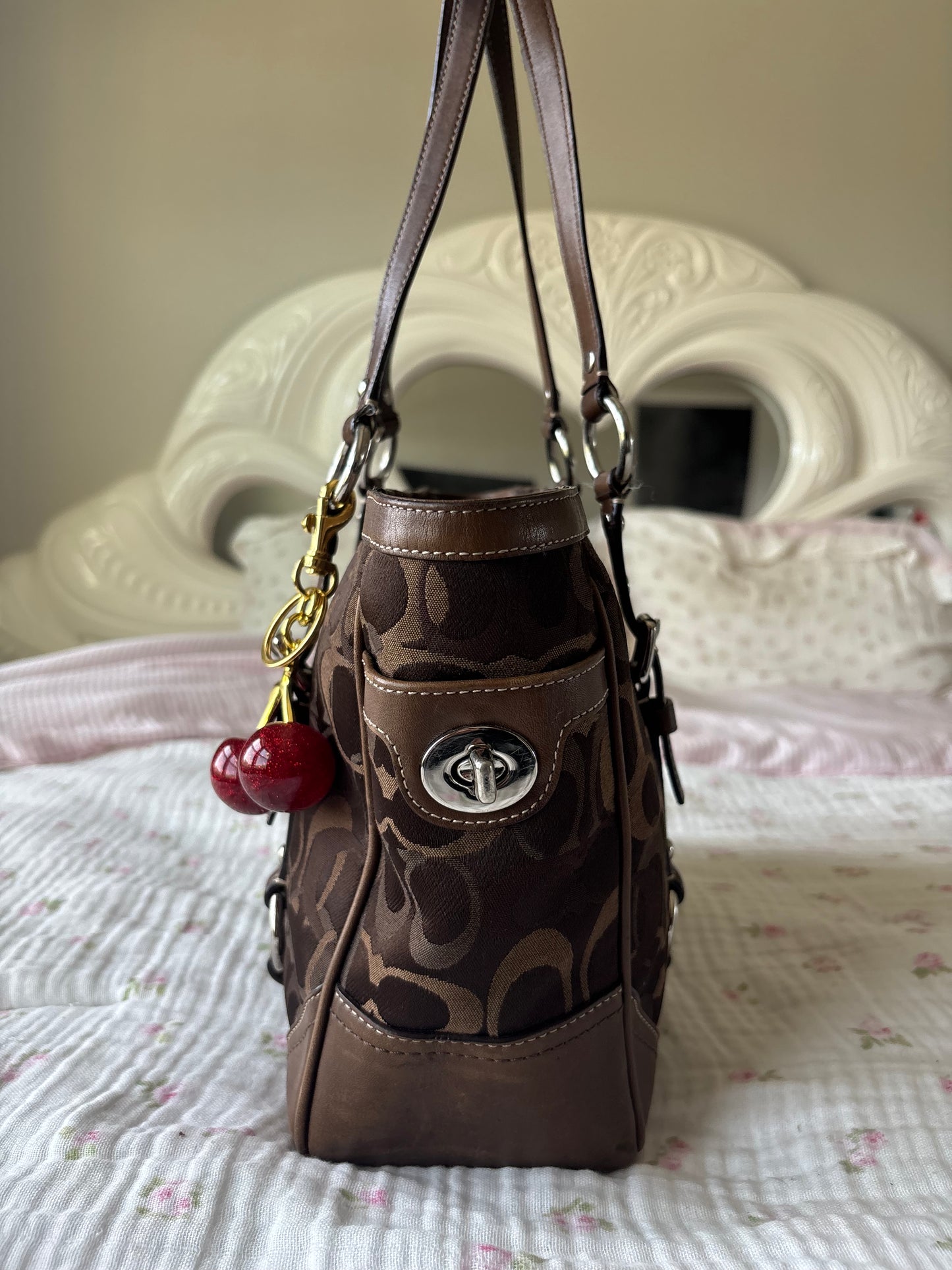 Chocolate brown rare optic tote bag