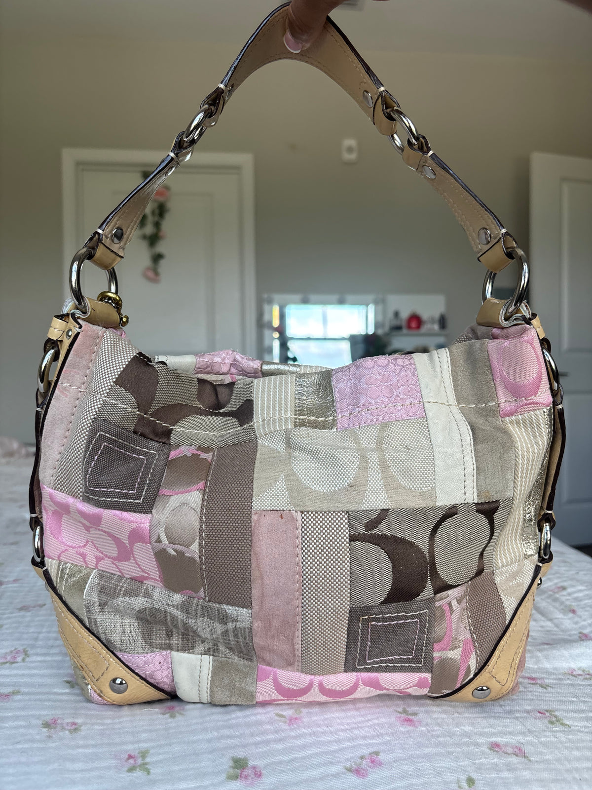 Rare pink patchwork coach Carly