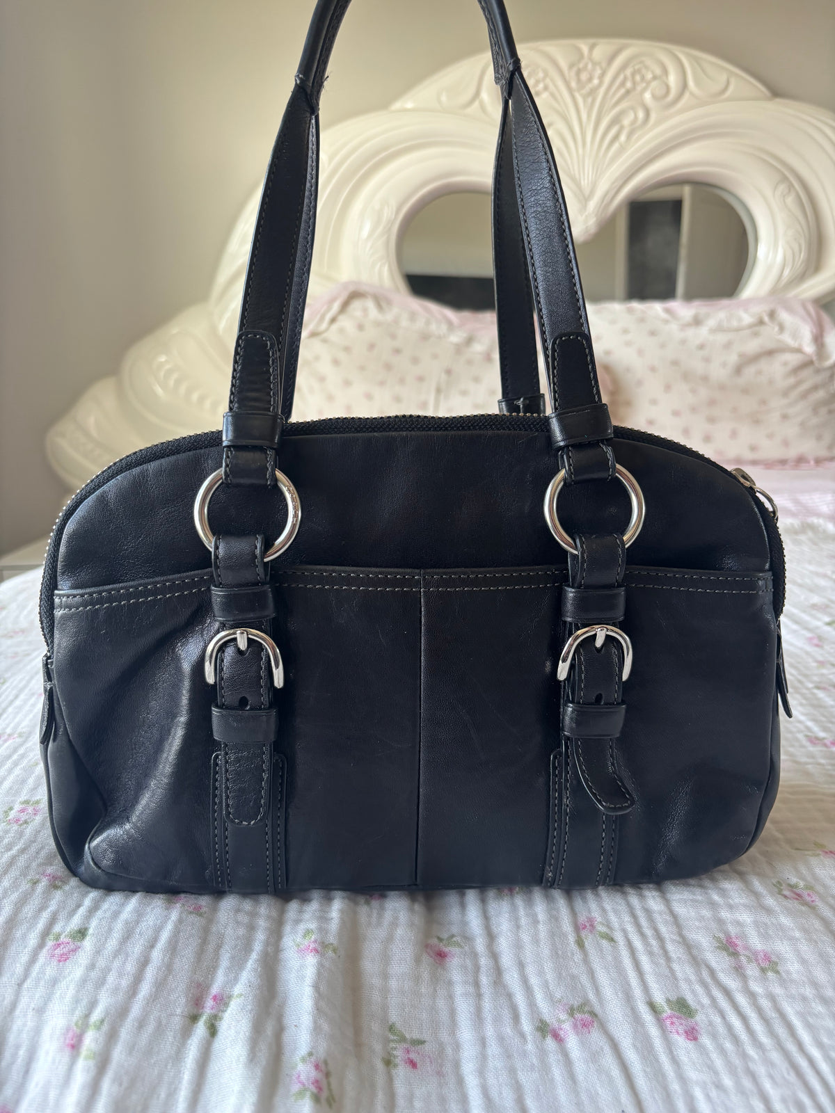 Rare Black leather coach satchel