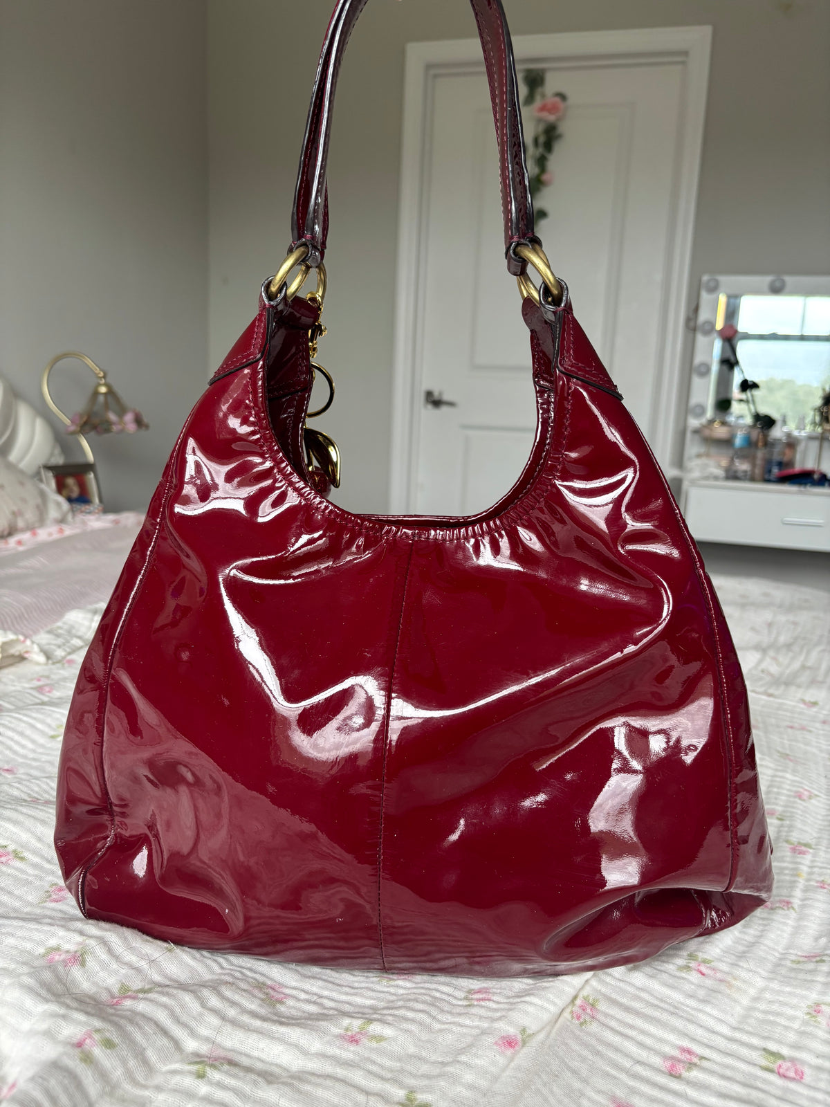 Cherry red patent leather Maggie