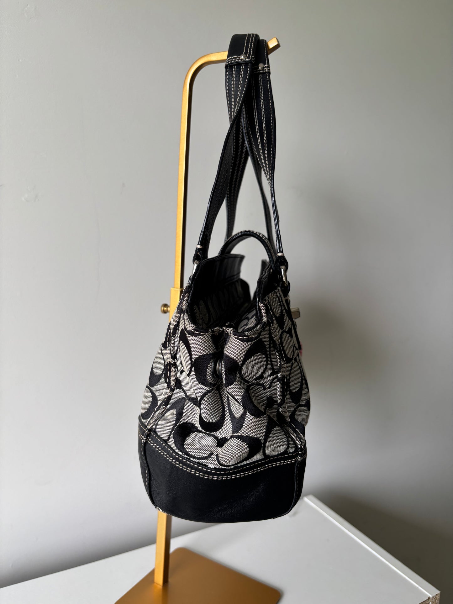 black & grey coach Hampton bag
