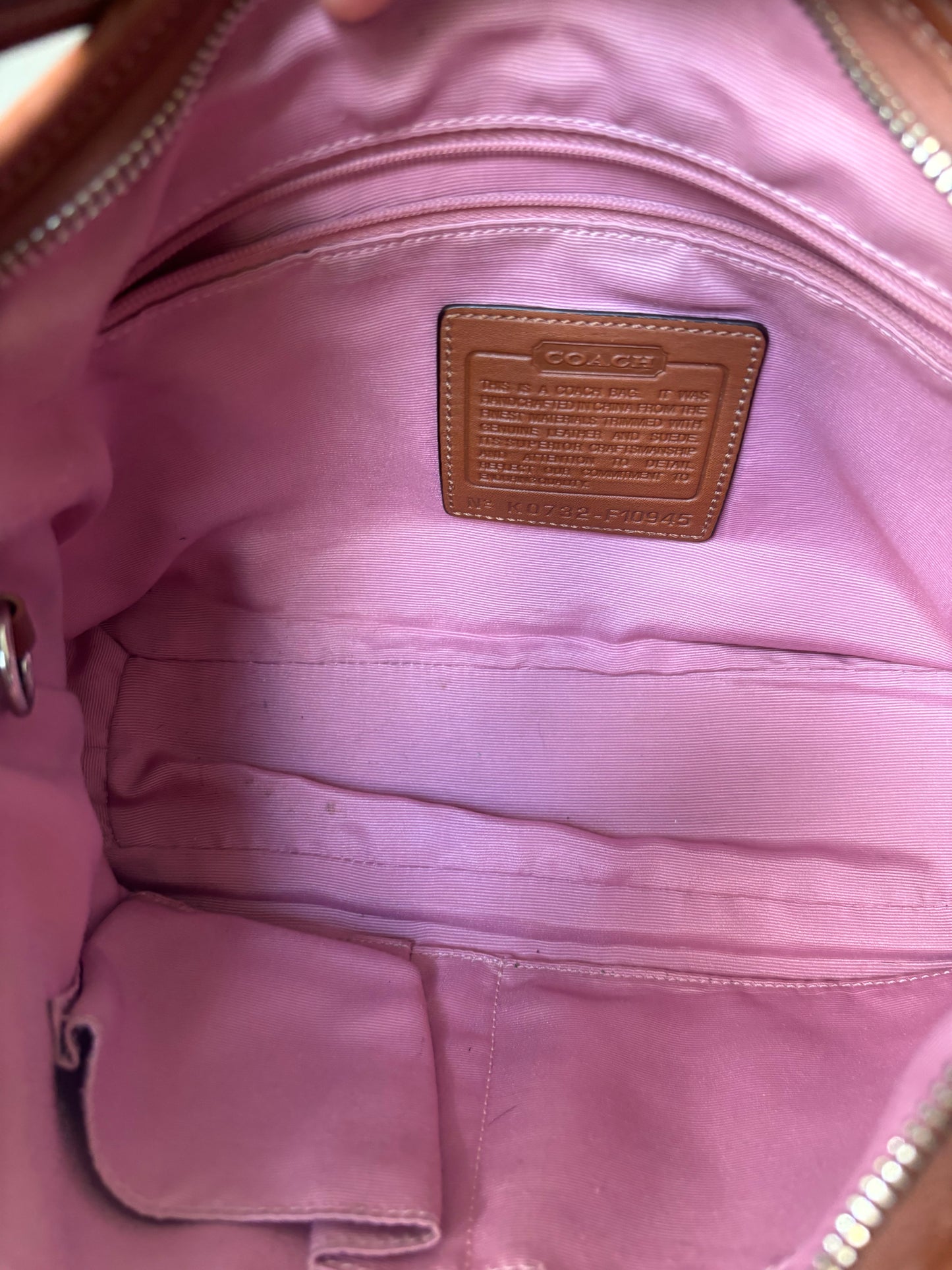 Pink mongram coach shoulder bag